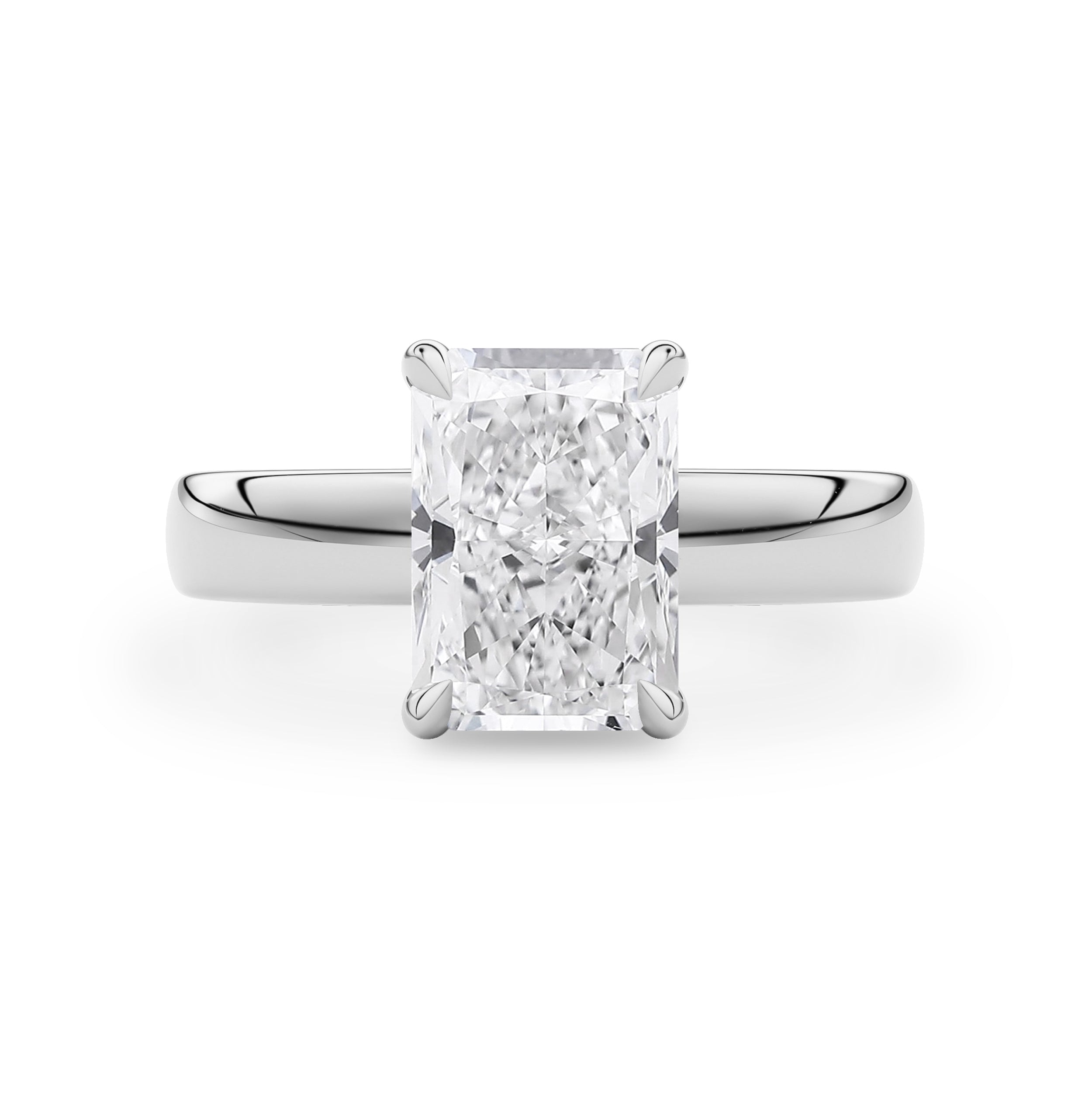 Stephanie Radiant Cut Cigar Band Solitaire Engagement Ring, Moissanite/Lab Diamond