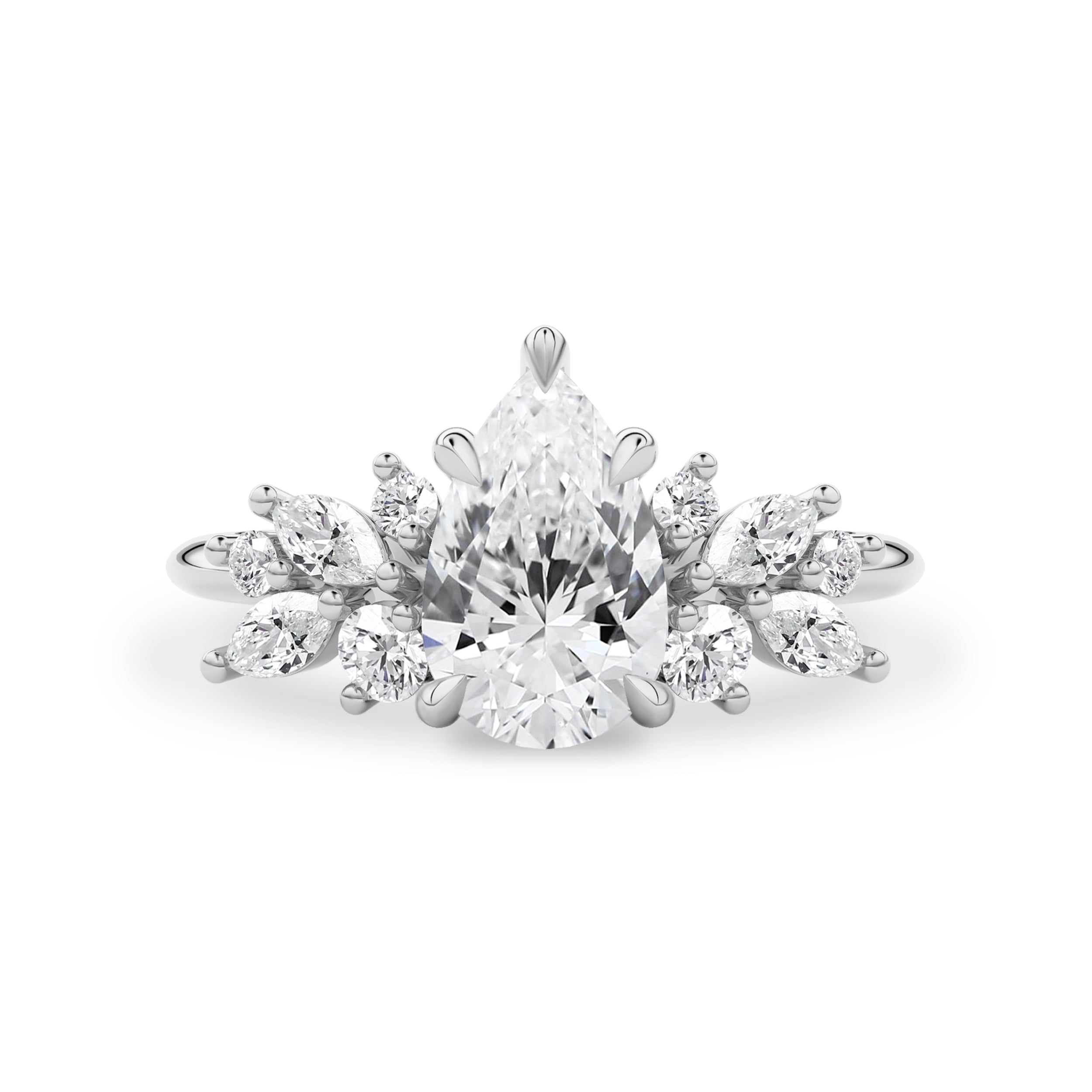 Pear Anna's Dream Engagement Ring, Pear With Marquise