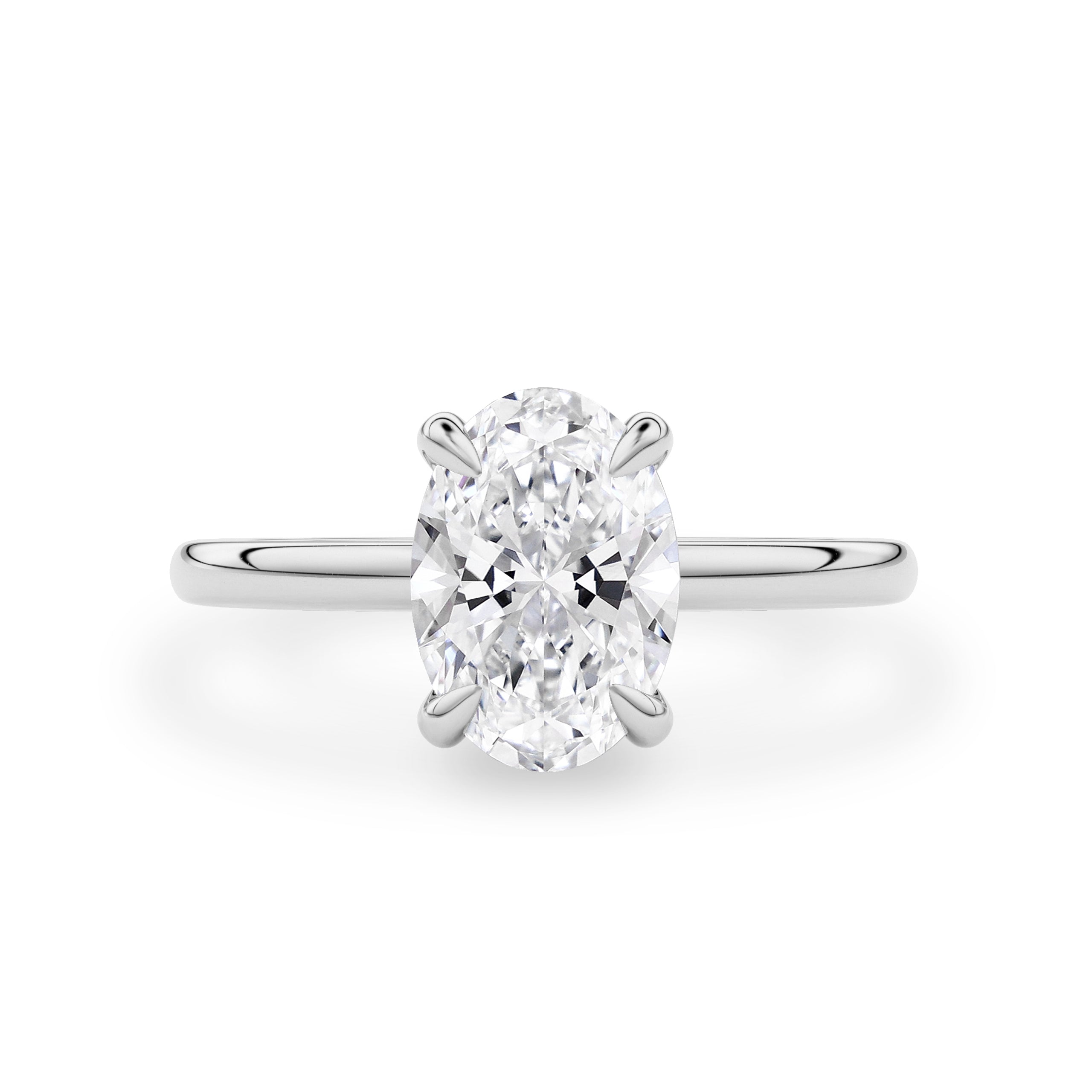 Kamila Oval Pavé Crown Engagement Ring, Moissanite/Lab Grown Diamond