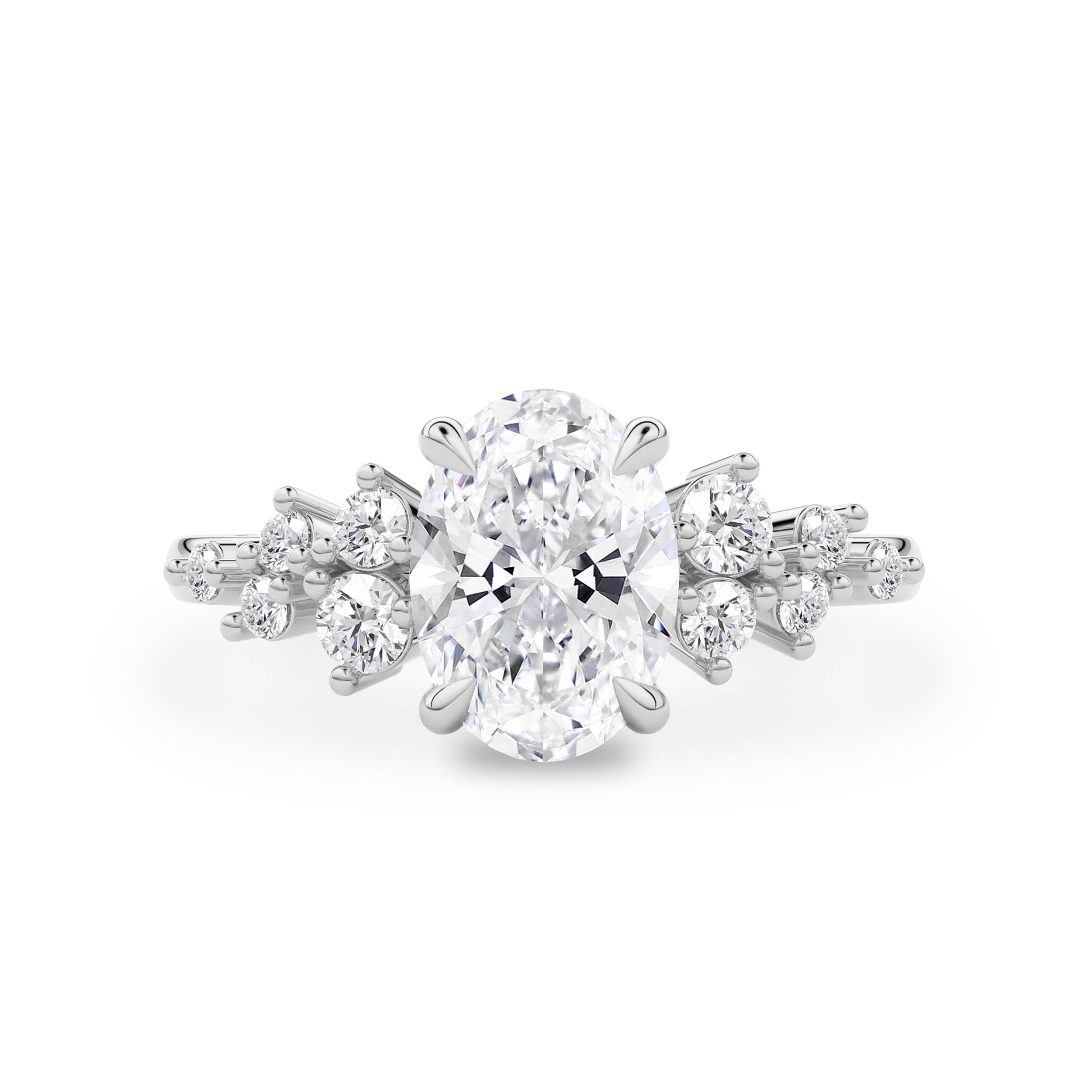 Elena Oval Cut Cluster Engagement Ring, Moissanite/Lab Grown Diamond