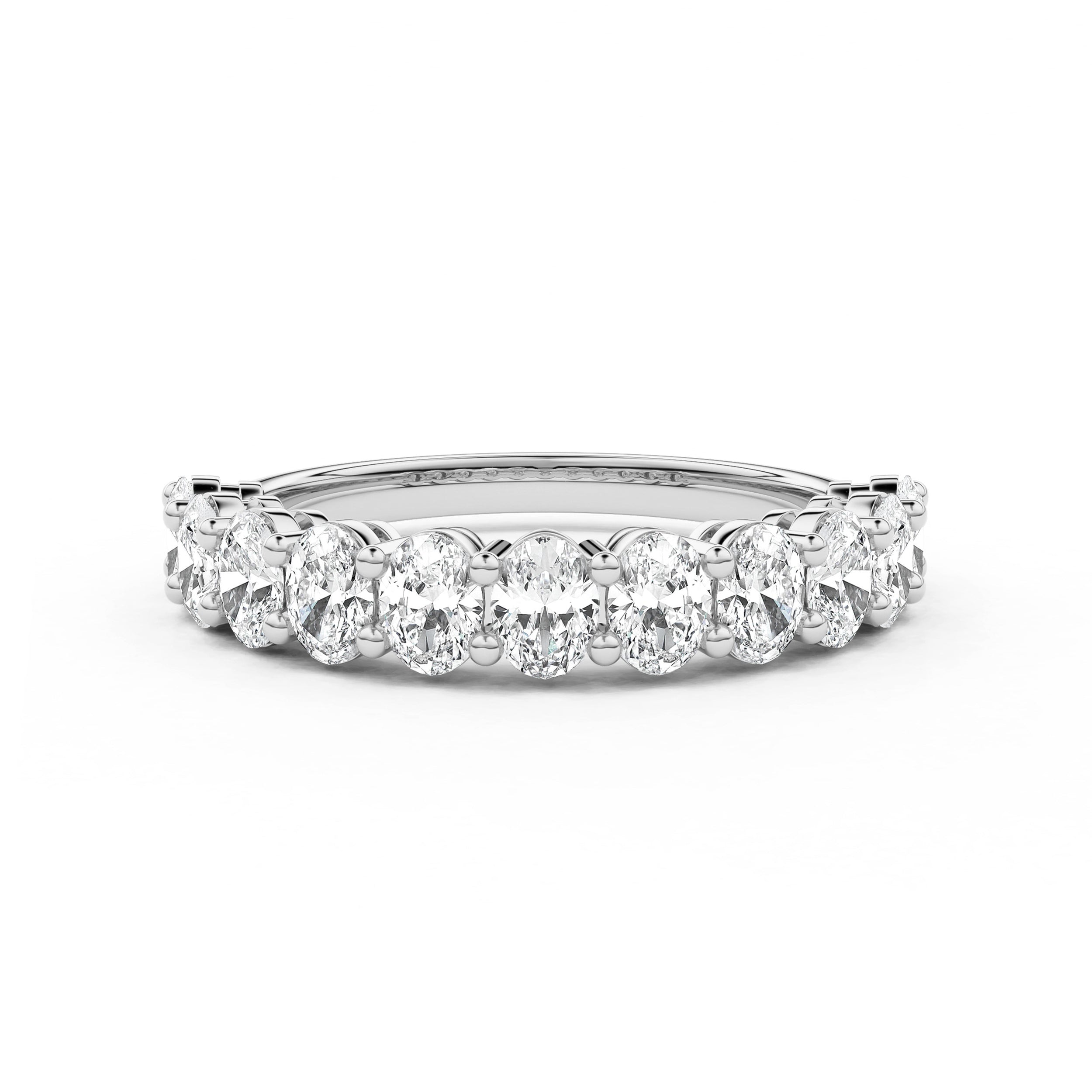 Bellisa Oval Half Eternity Wedding Band, Share Prong