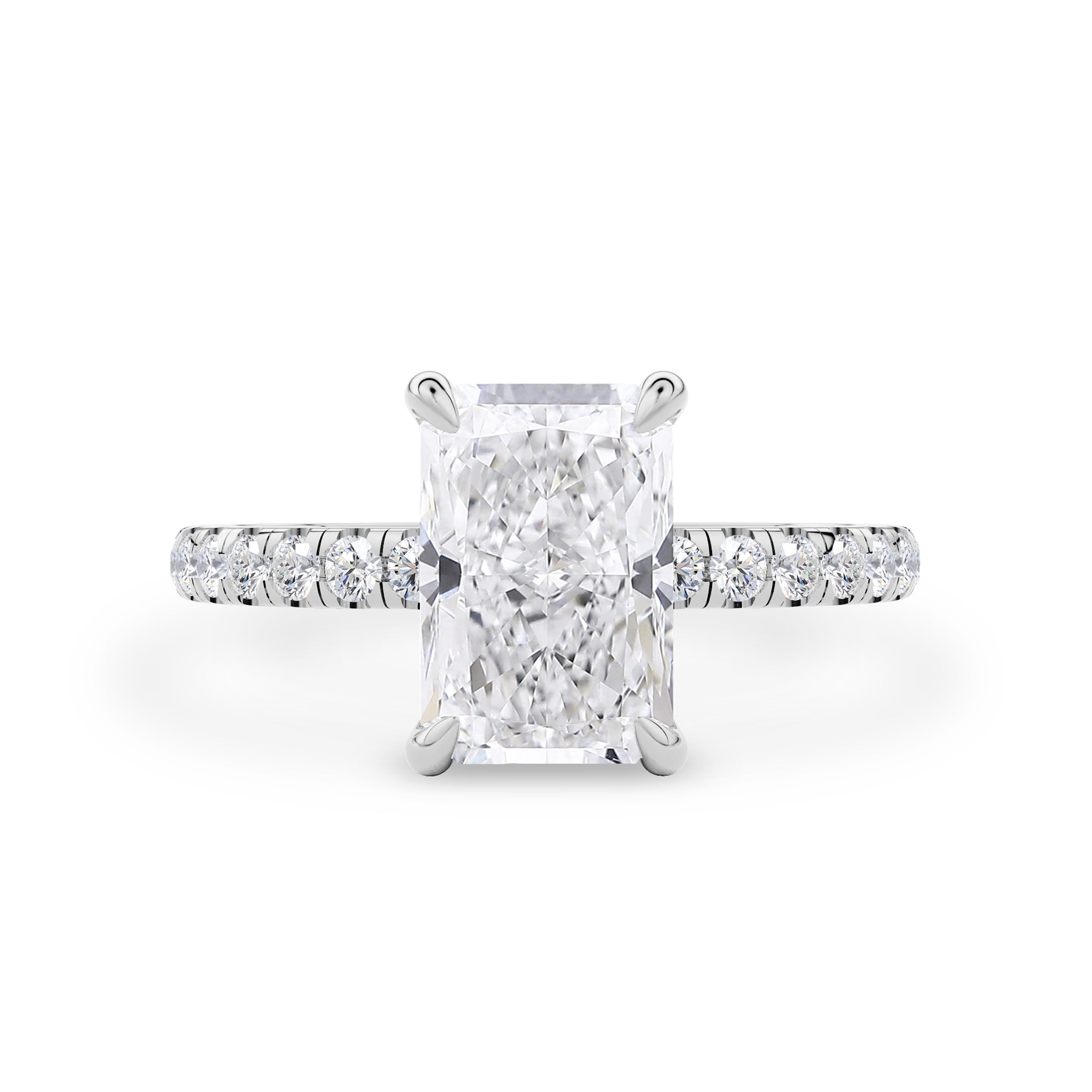 Lily Radiant Double Hidden Halo Engagement Ring, Moissanite/Lab Grown Diamond