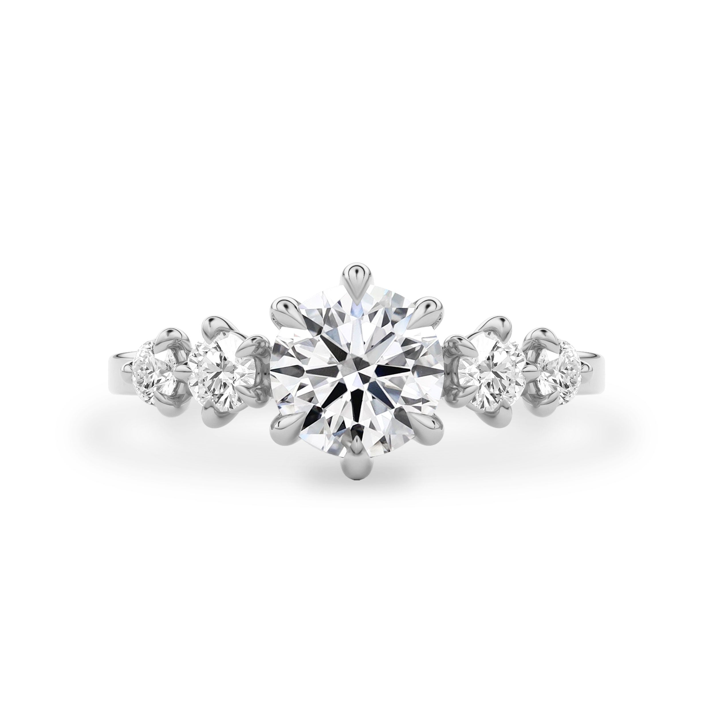 Hecate Five Stone Engagement Ring, Round Brilliant