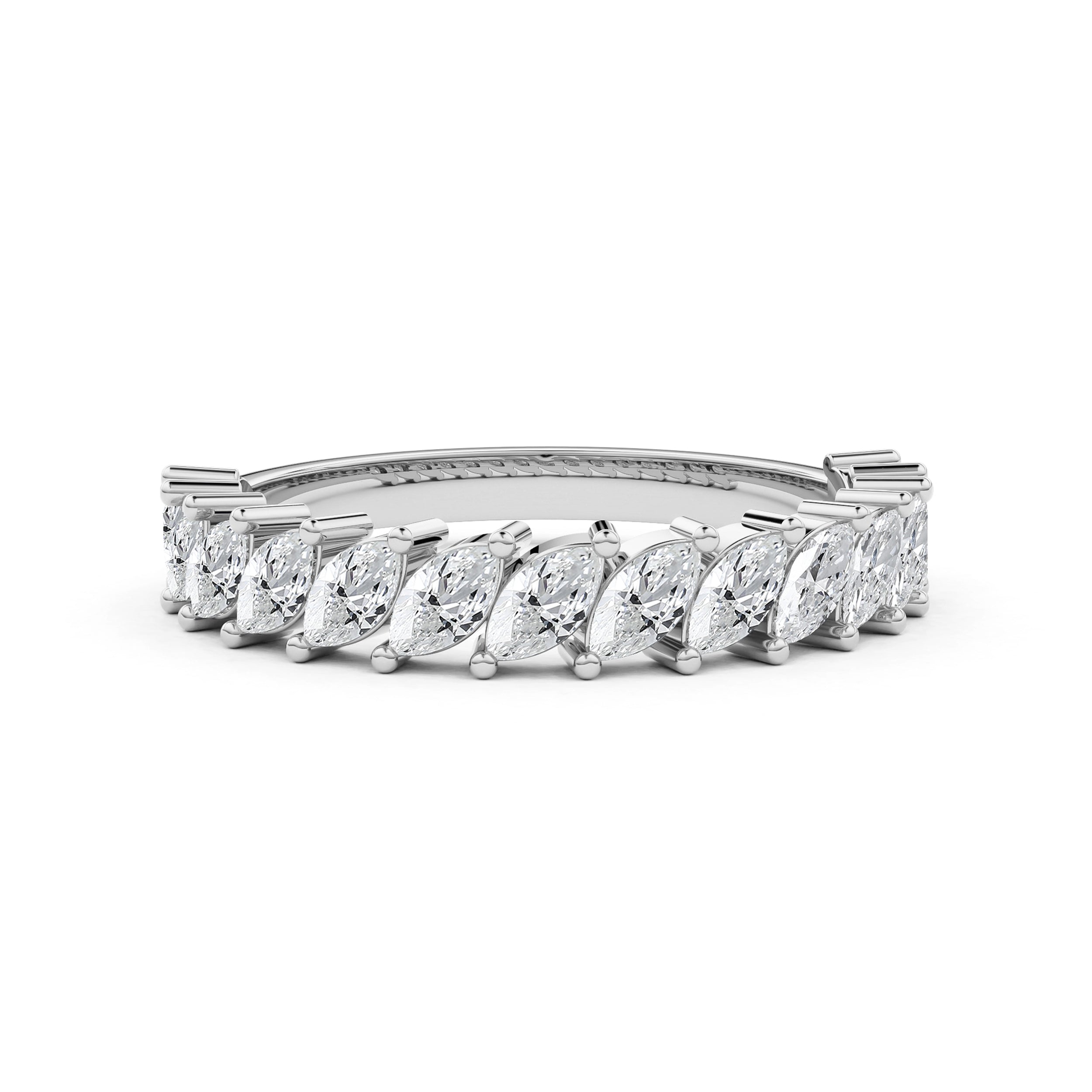 Bellisa Slanted Marquise Lab Diamond Half Eternity Wedding Band