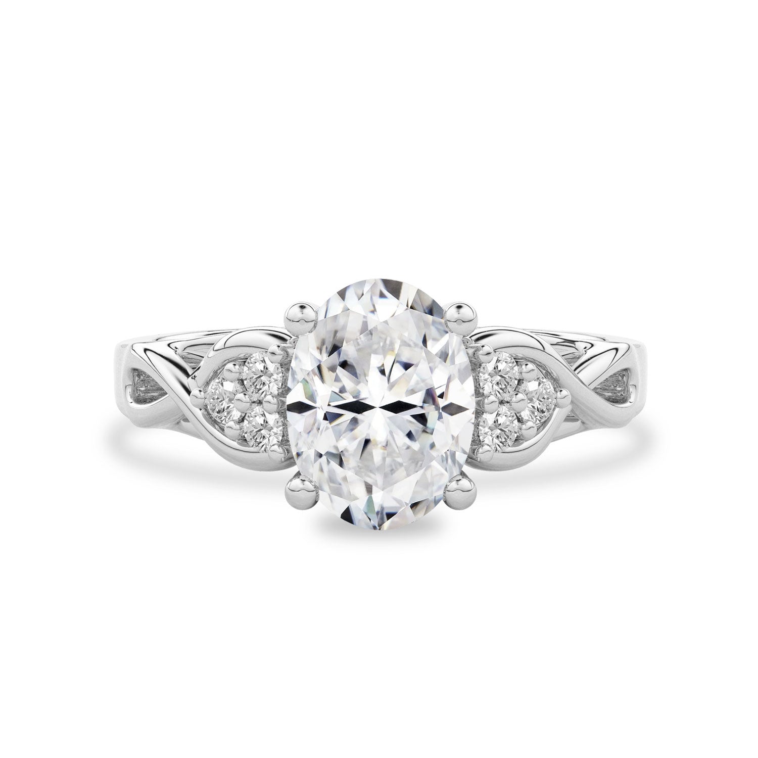 Serene Swan Oval Infinity Engagement Ring, Cathedral