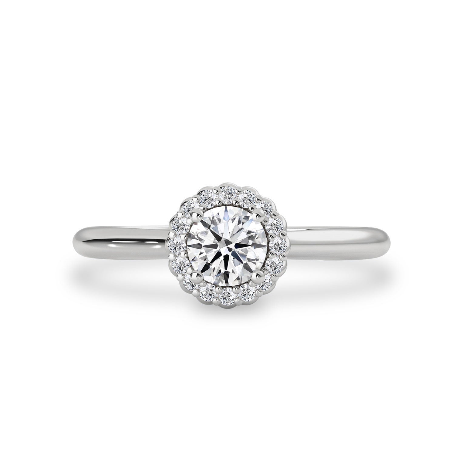 Anastasia’s Dream Twist Halo Engagement Ring, Moissanite/Lab Grown Diamond