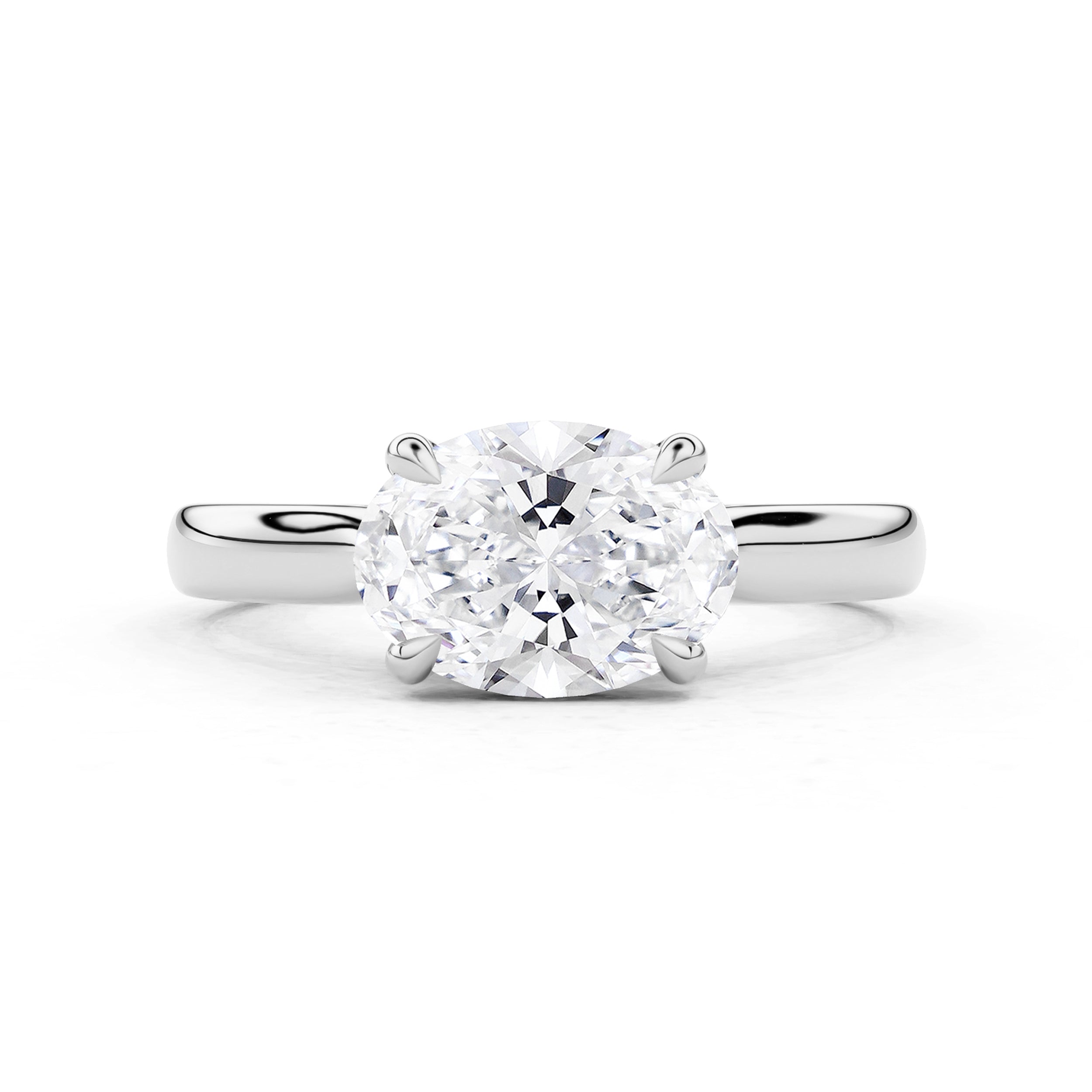 Lyra East West Oval Cut Solitaire Cathedral Engagement Ring