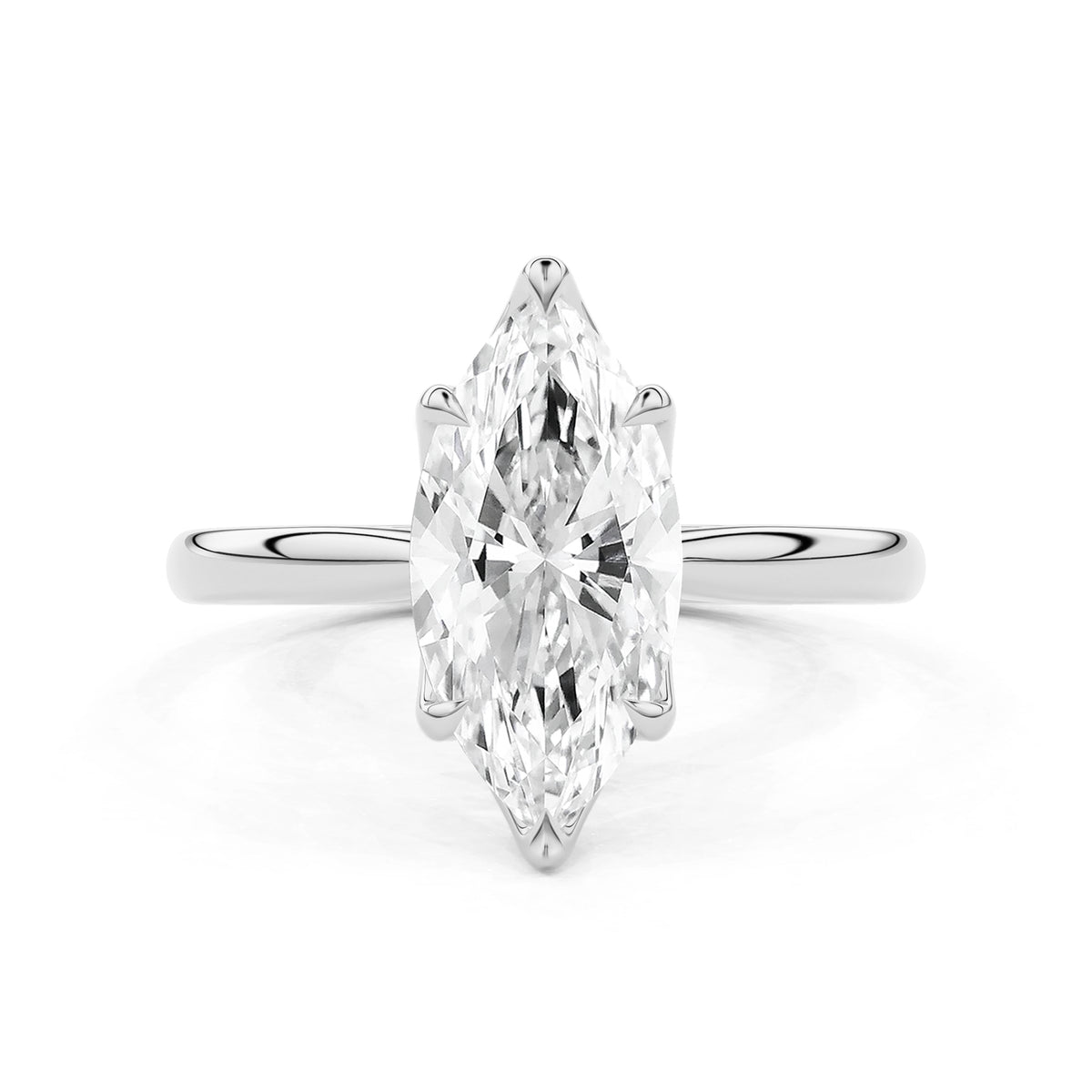 Marquise Purity Petal Solitaire Cathedral Engagement Ring