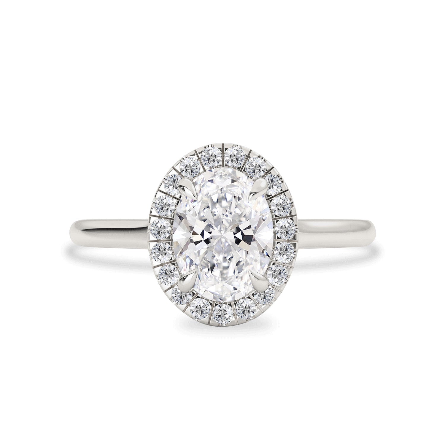 Stella Oval Forever Halo Engagement Ring, Moissanite/Lab Grown Diamond