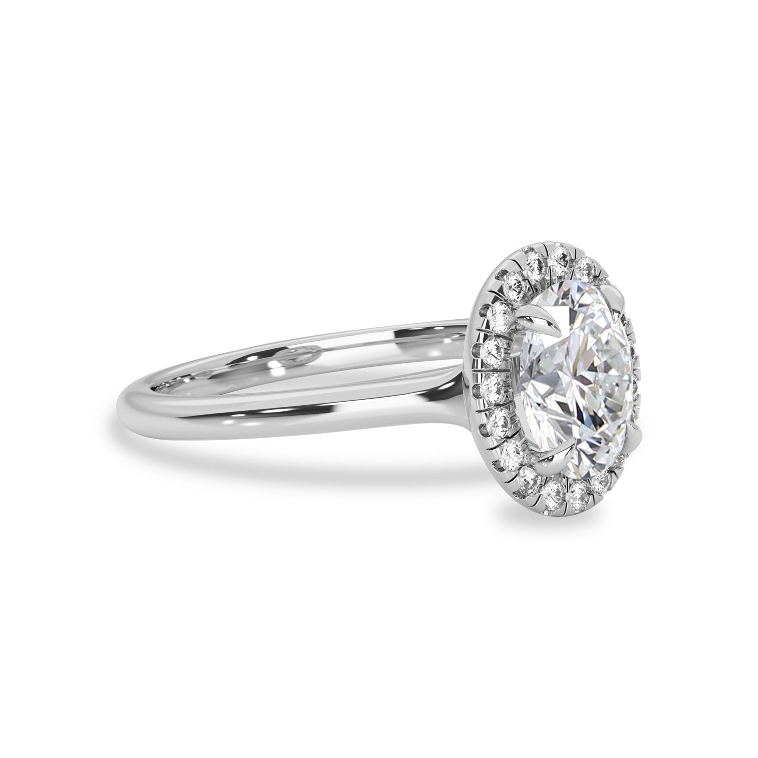 Stella Oval Forever Halo Engagement Ring, Moissanite/Lab Grown Diamond