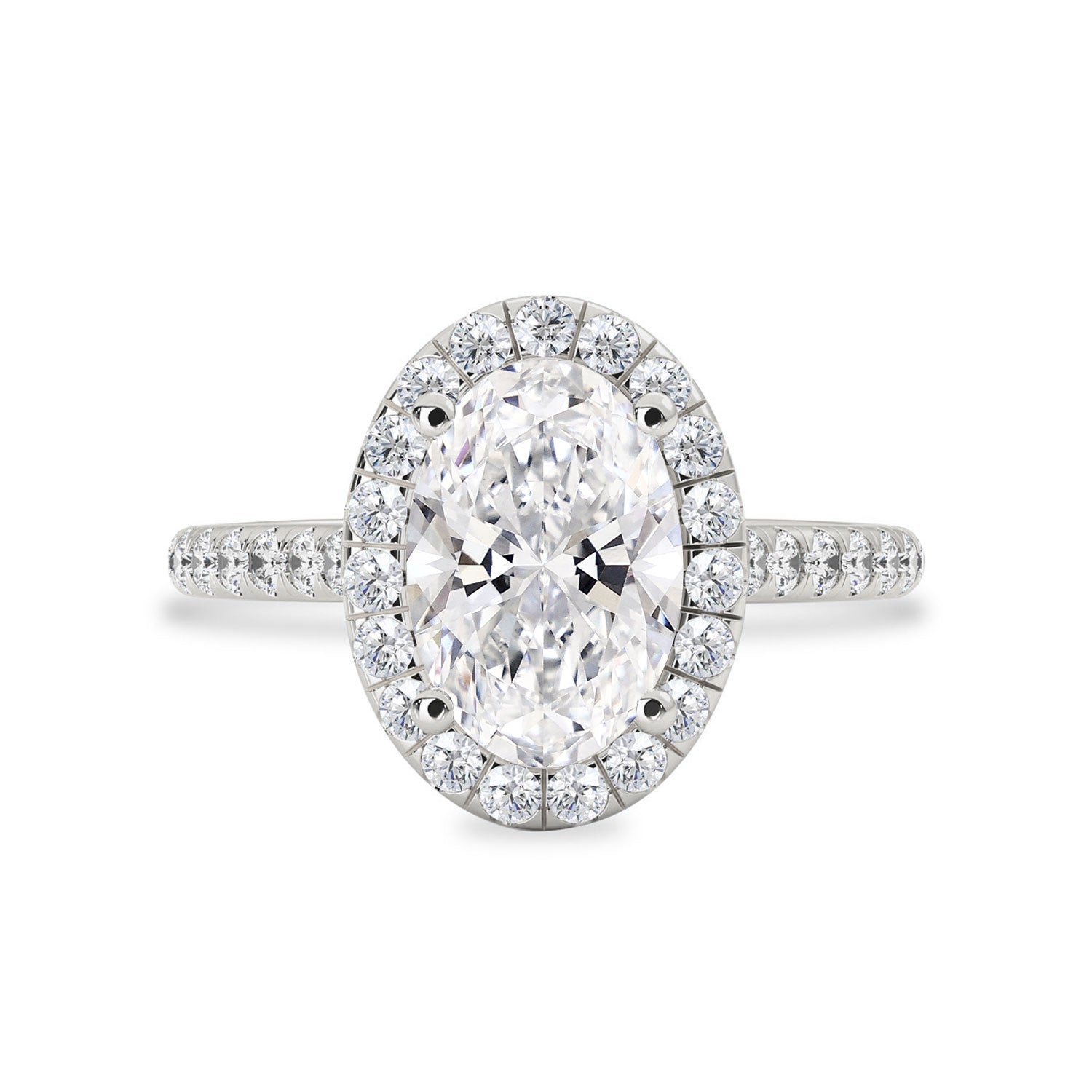 Emily Forever Halo Engagement Ring, Oval Cut With Pavé