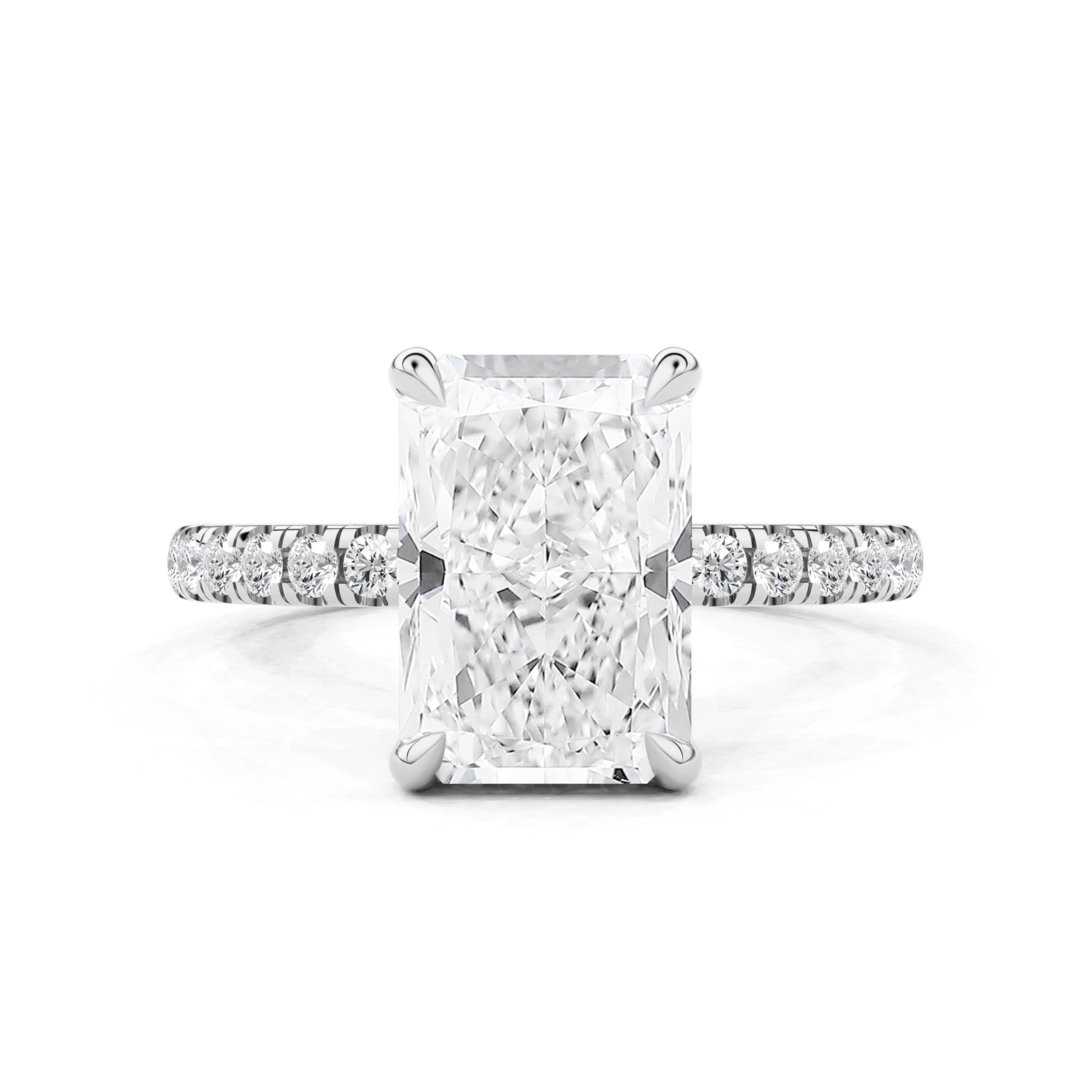 Kamila Radiant Cut Pavé Crown Hidden Halo Engagement Ring