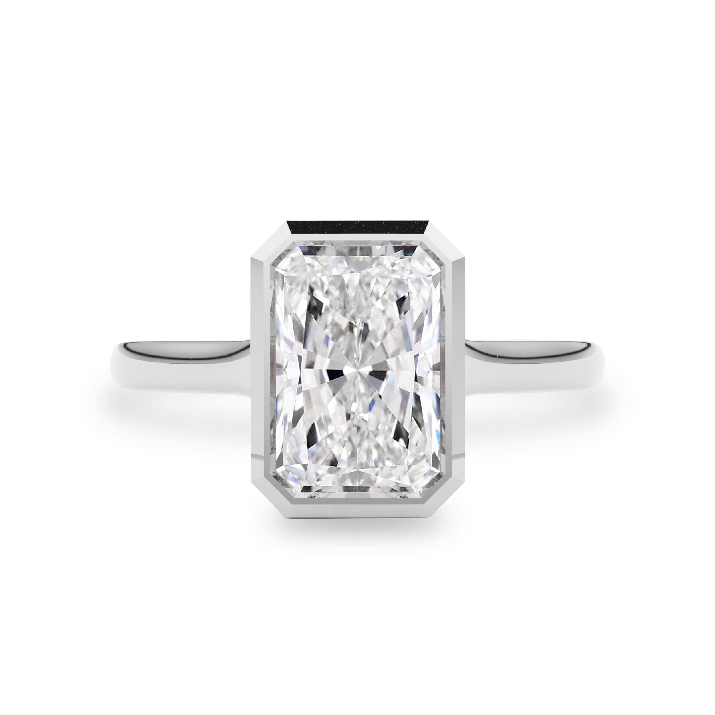 Carmen Radiant Full Bezel Engagement Ring, Moissanite/Lab Diamond