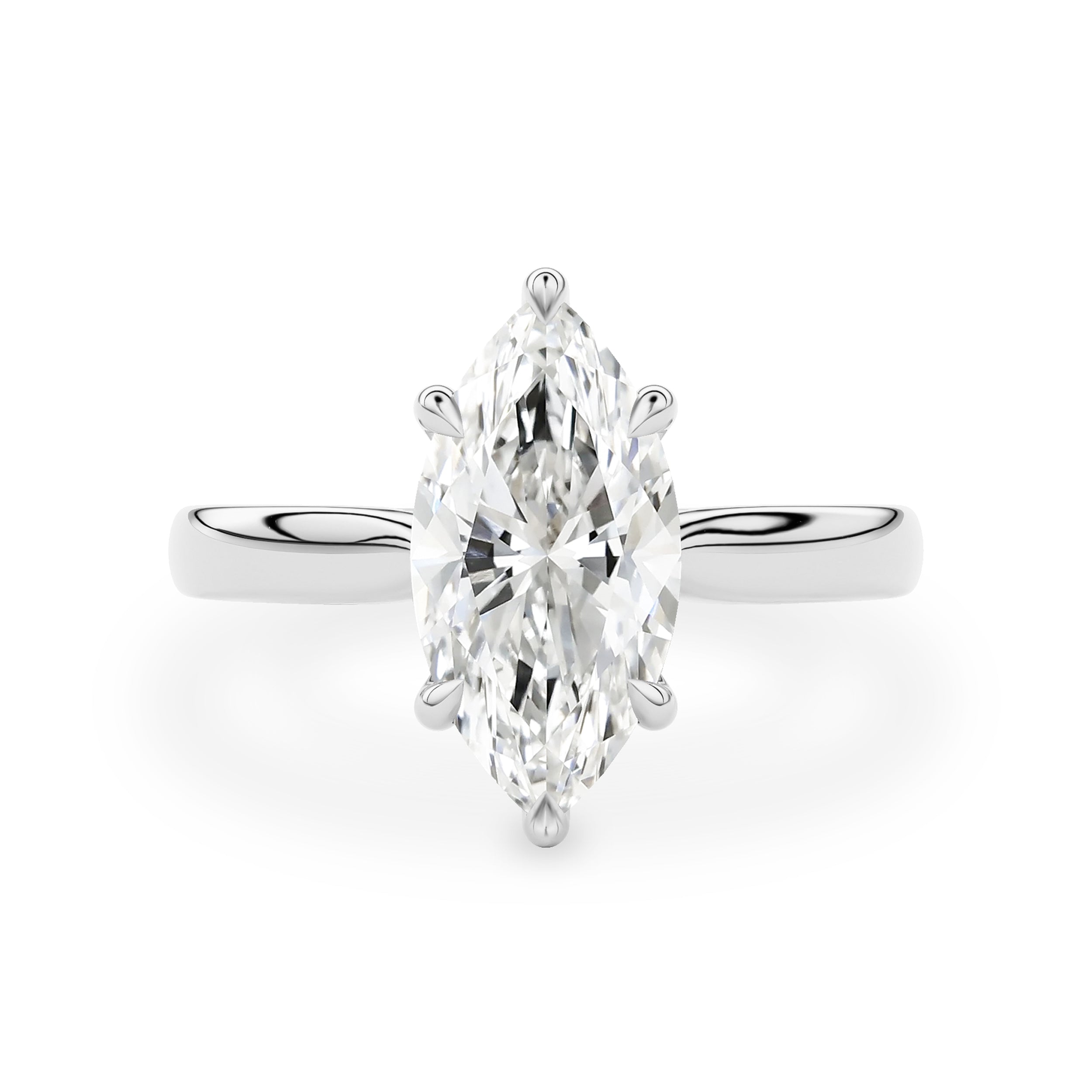 Lyra Marquise Cut Solitaire Cathedral Engagement Ring, Moissanite/Lab Grown Diamond