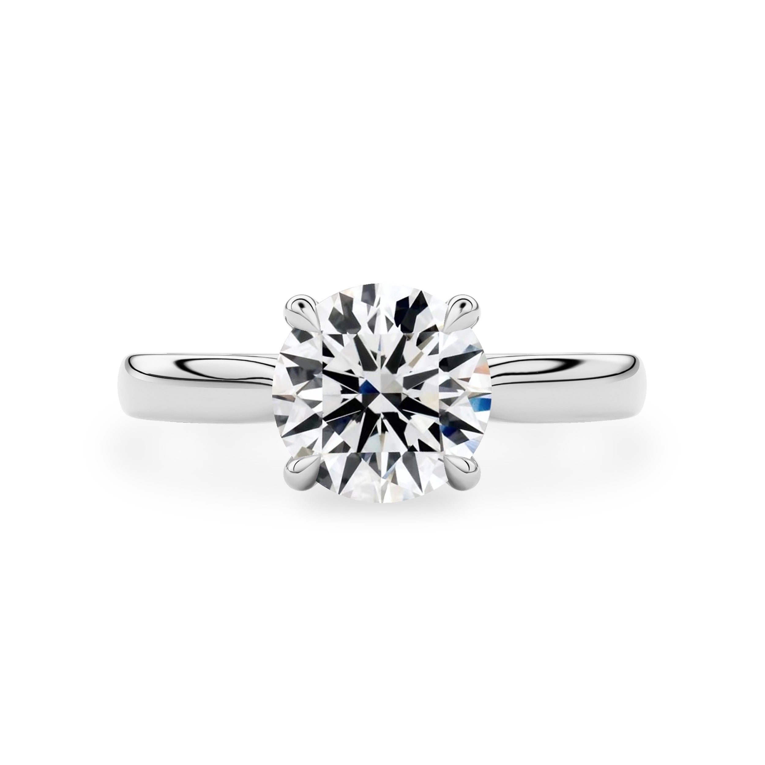 Lyra Round Cut Solitaire Cathedral Engagement Ring, Moissanite/Lab Grown Diamond