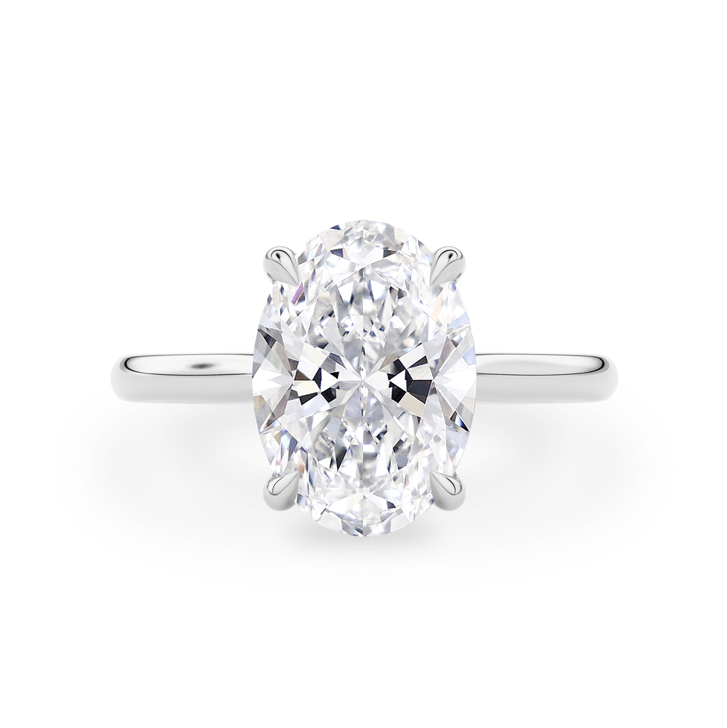 Ava Oval Solitaire Cathedral Engagement Ring, Moissanite/Lab Diamond