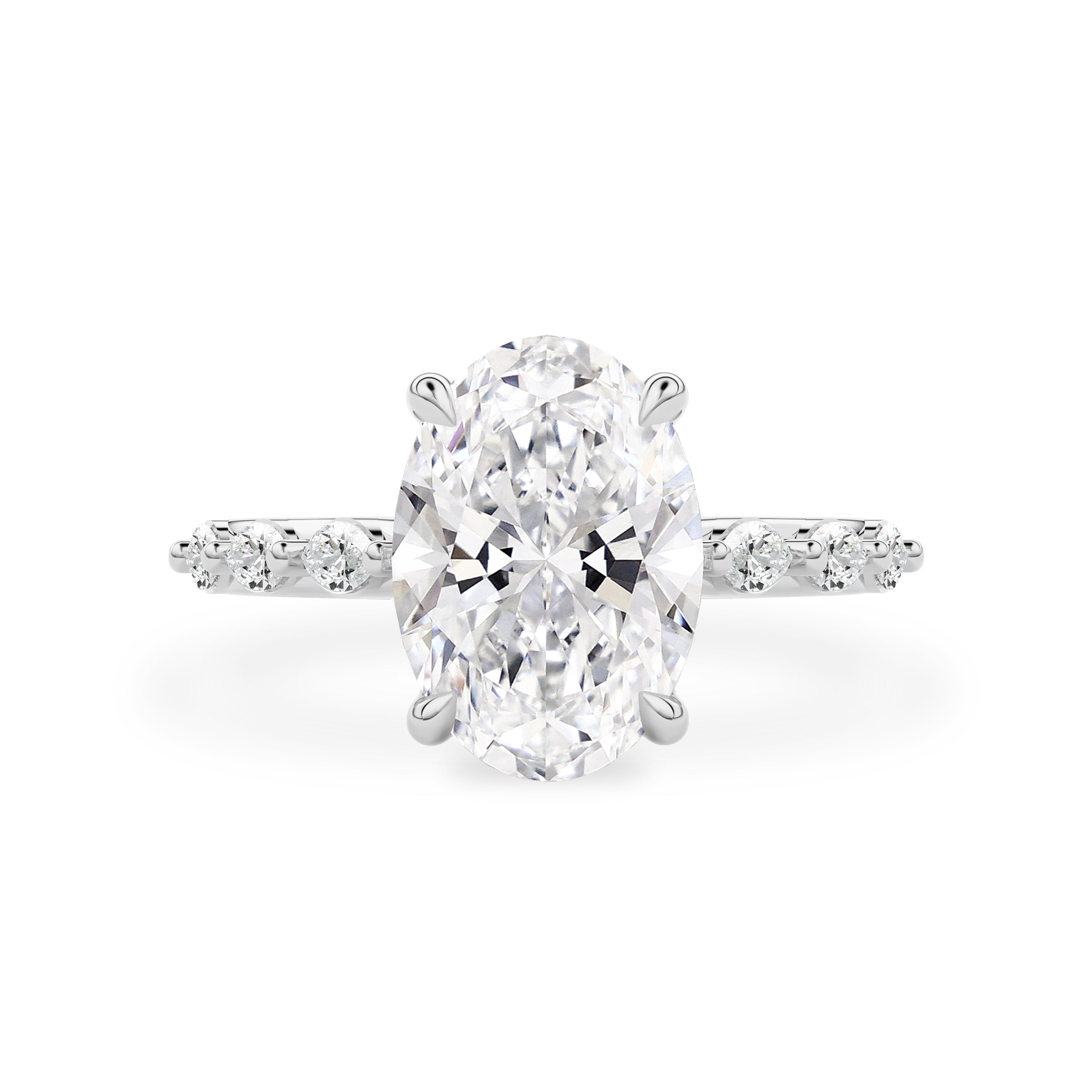 Oval Emilia Marquise Band Engagement Ring, Moissanite/Lab Grown Diamond