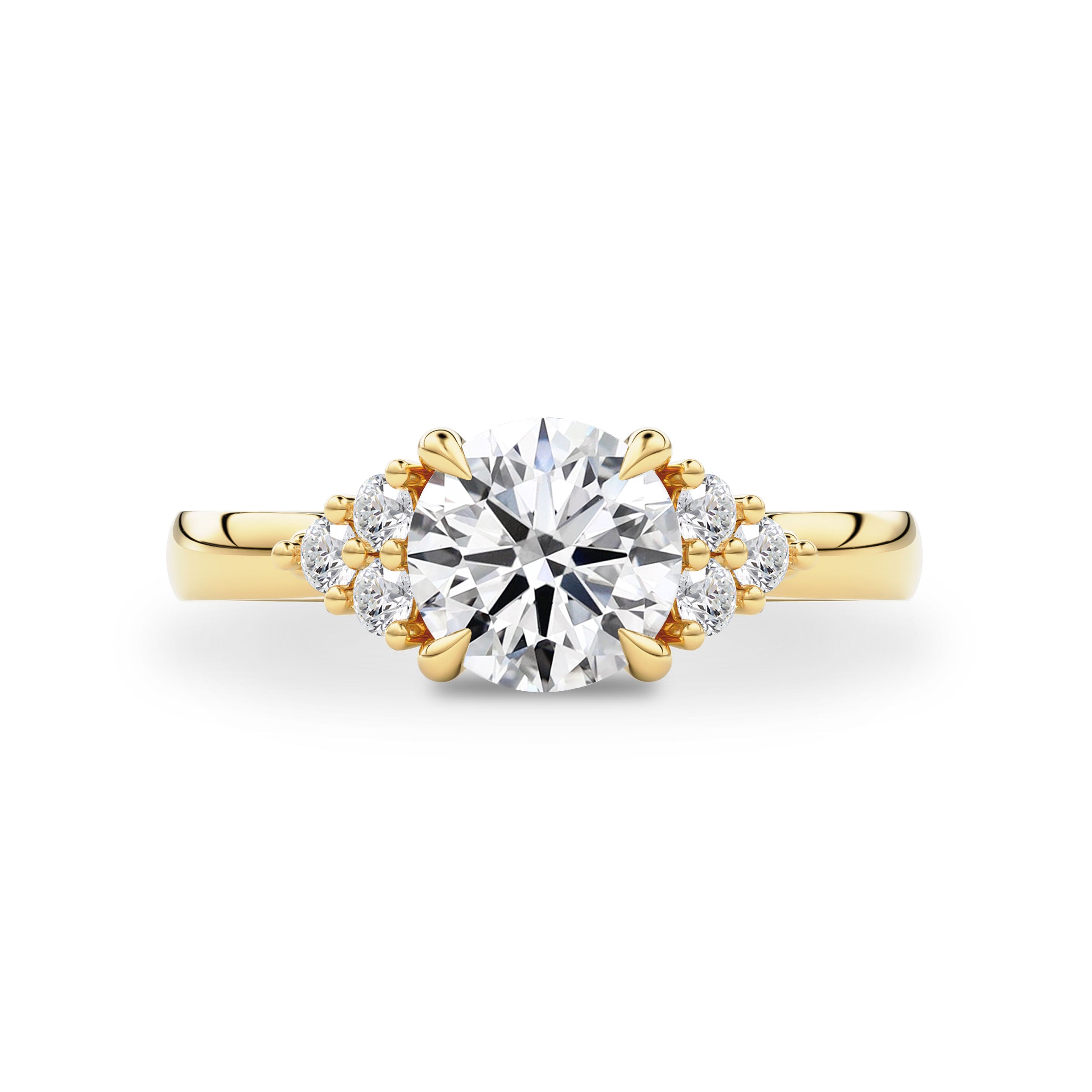 Gracious Dream Round Cathedral Engagement Ring, High Set