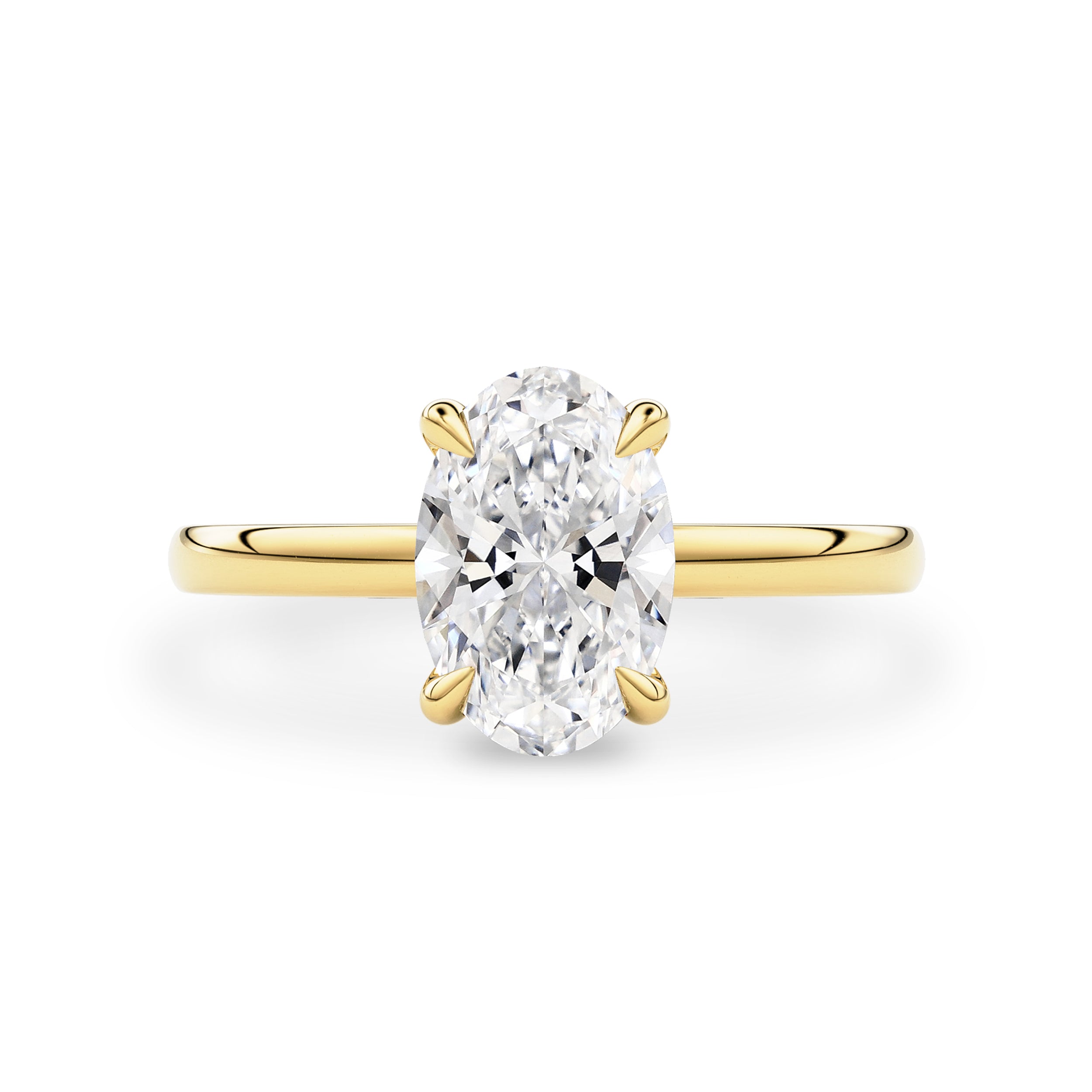 Oval Amelia Hidden Halo Engagement Ring, Pave Crown