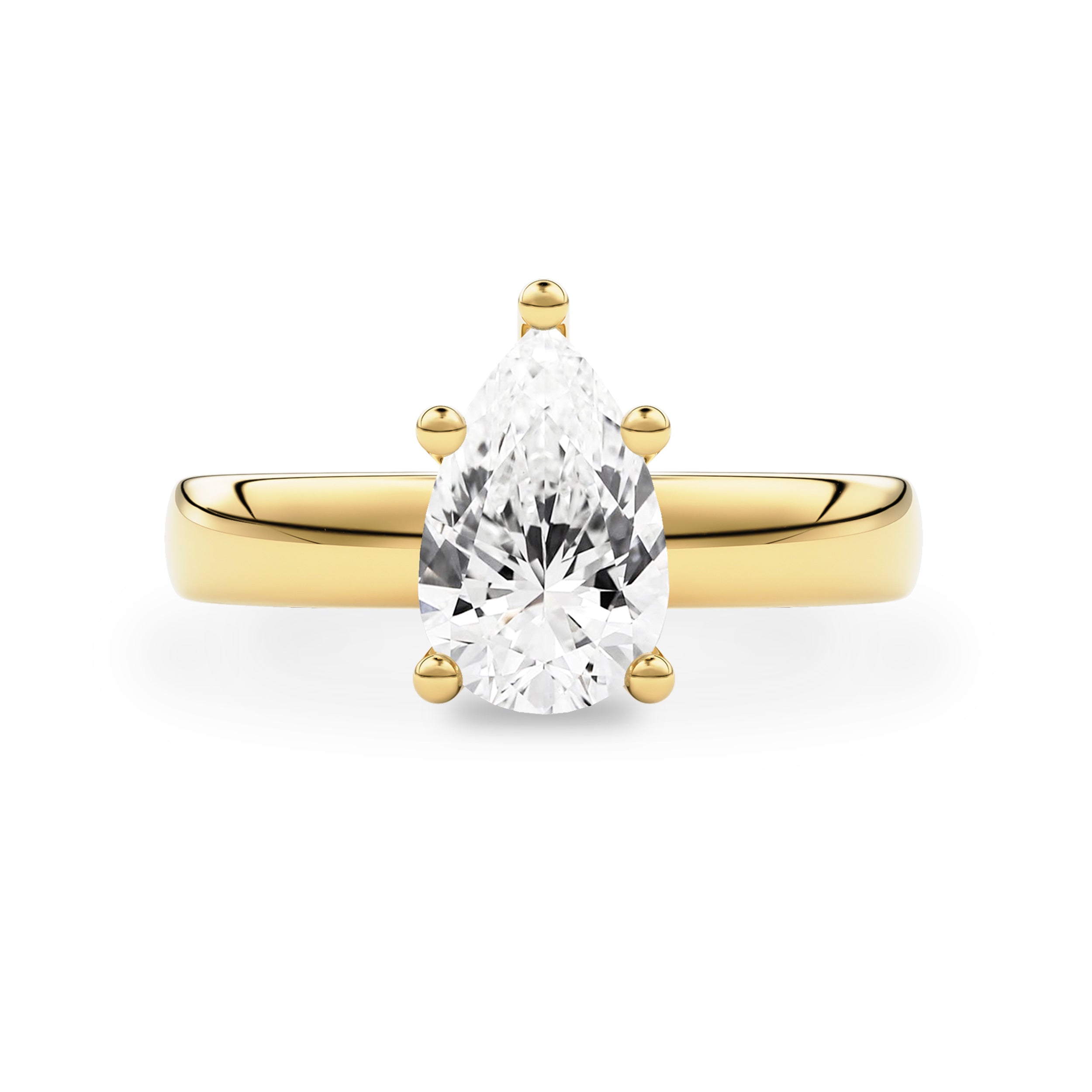 Pear Stephanie 3.5mm Band Solitaire Engagement Ring, Moissanite/Lab Diamond