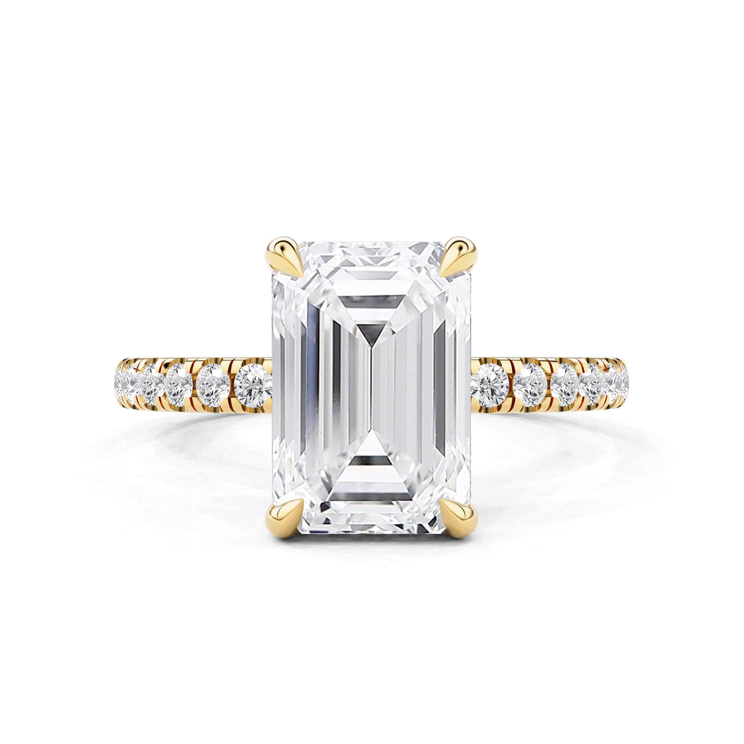 Kamila Emerald Cut Pavé Crown Hidden Halo Engagement Ring