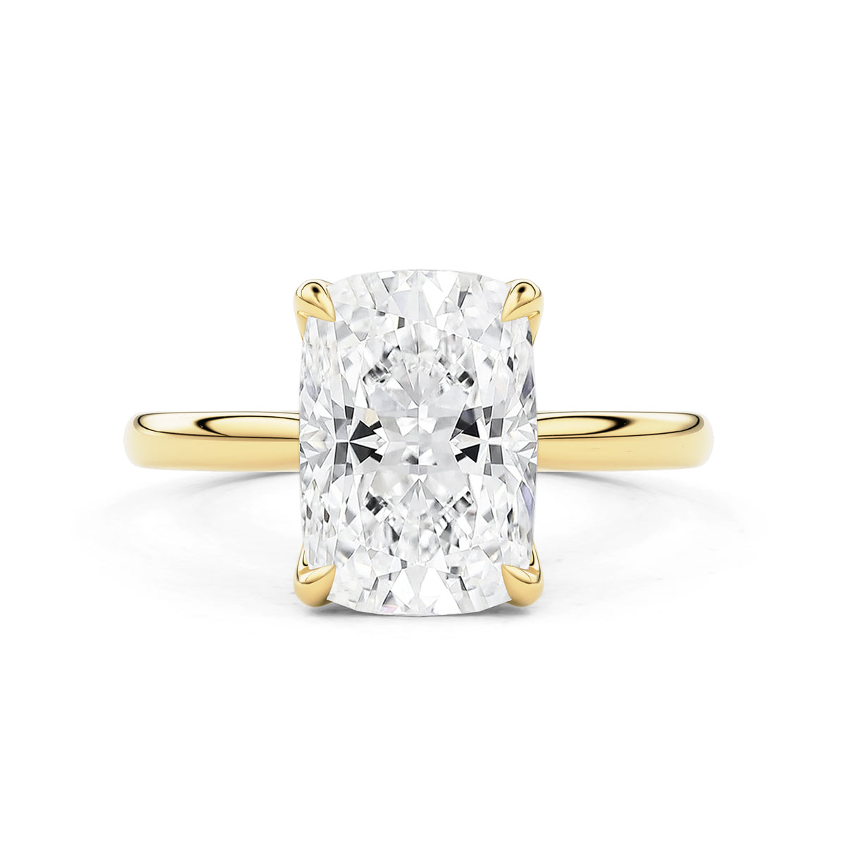 Elara Elongated Cushion Petal Prong Cathedral Engagement Ring