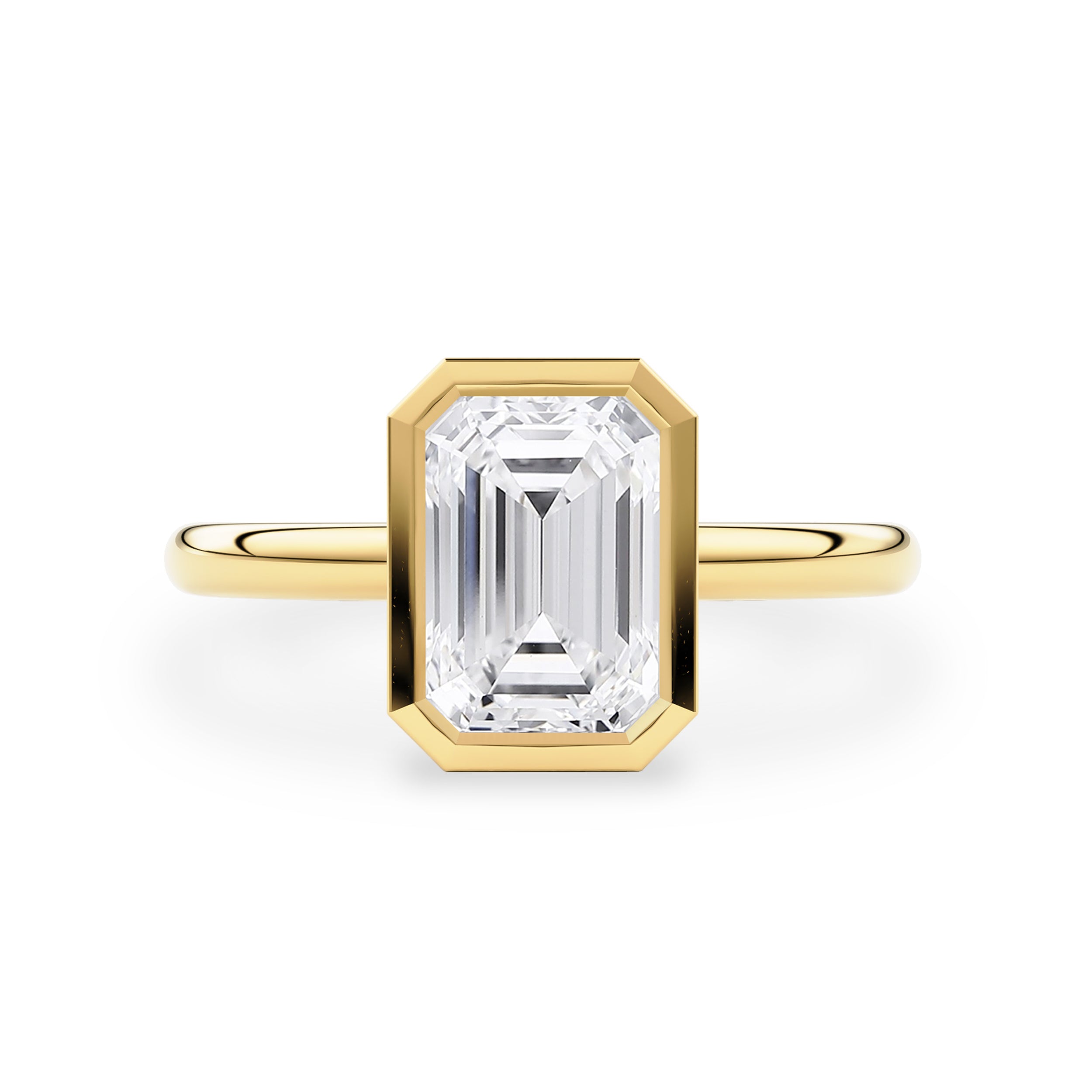 Elowen Emerald Bezel Solitaire Petal Gallery Engagement Ring