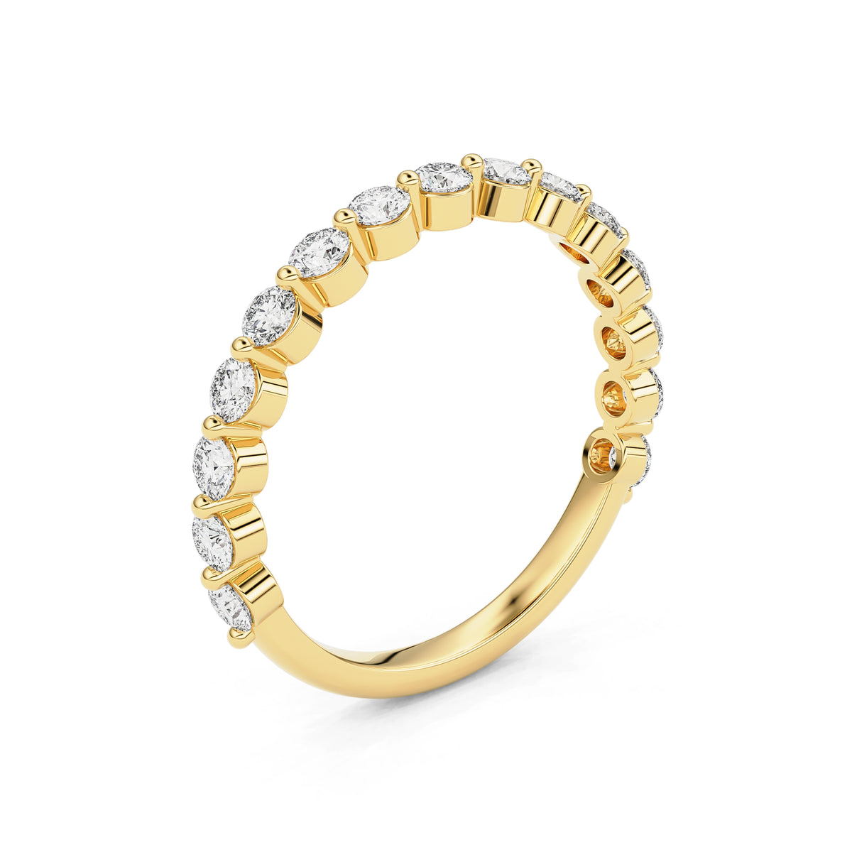 Round Single Shared Prong Half Circle Eternity Ring