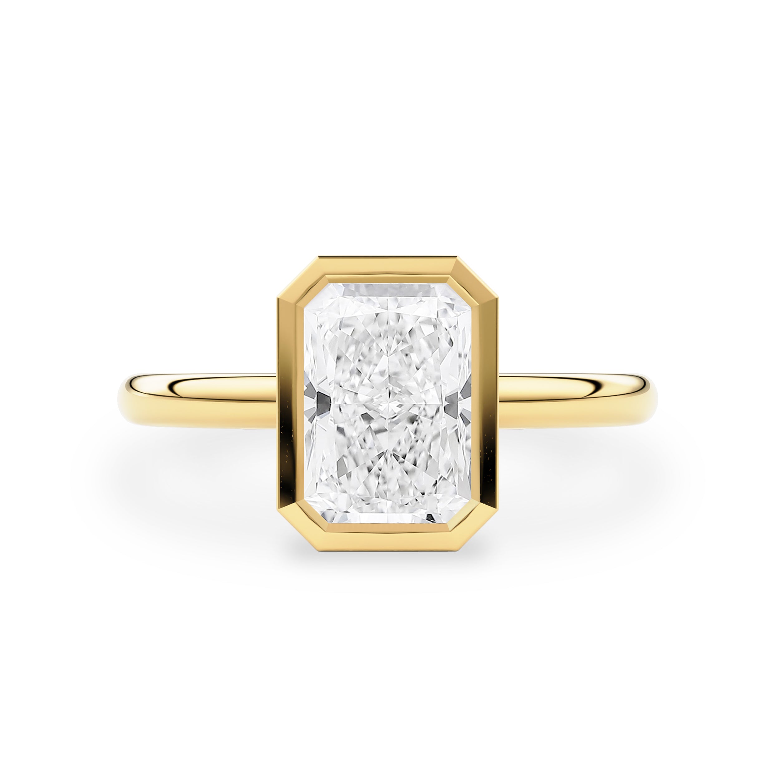 Elowen Radiant Bezel Solitaire Petal Gallery Engagement Ring