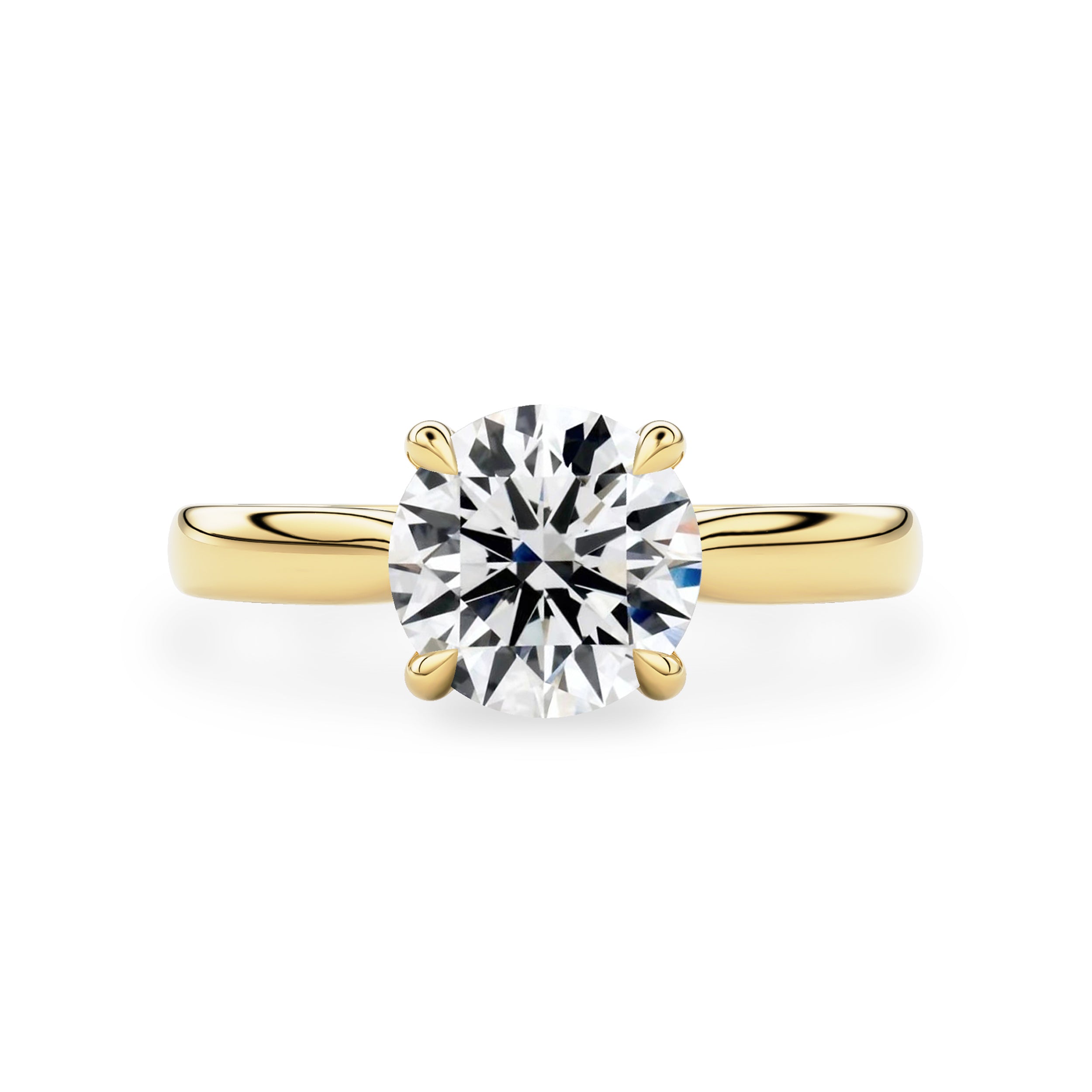 Lyra Round Cut Solitaire Cathedral Engagement Ring, Moissanite/Lab Grown Diamond
