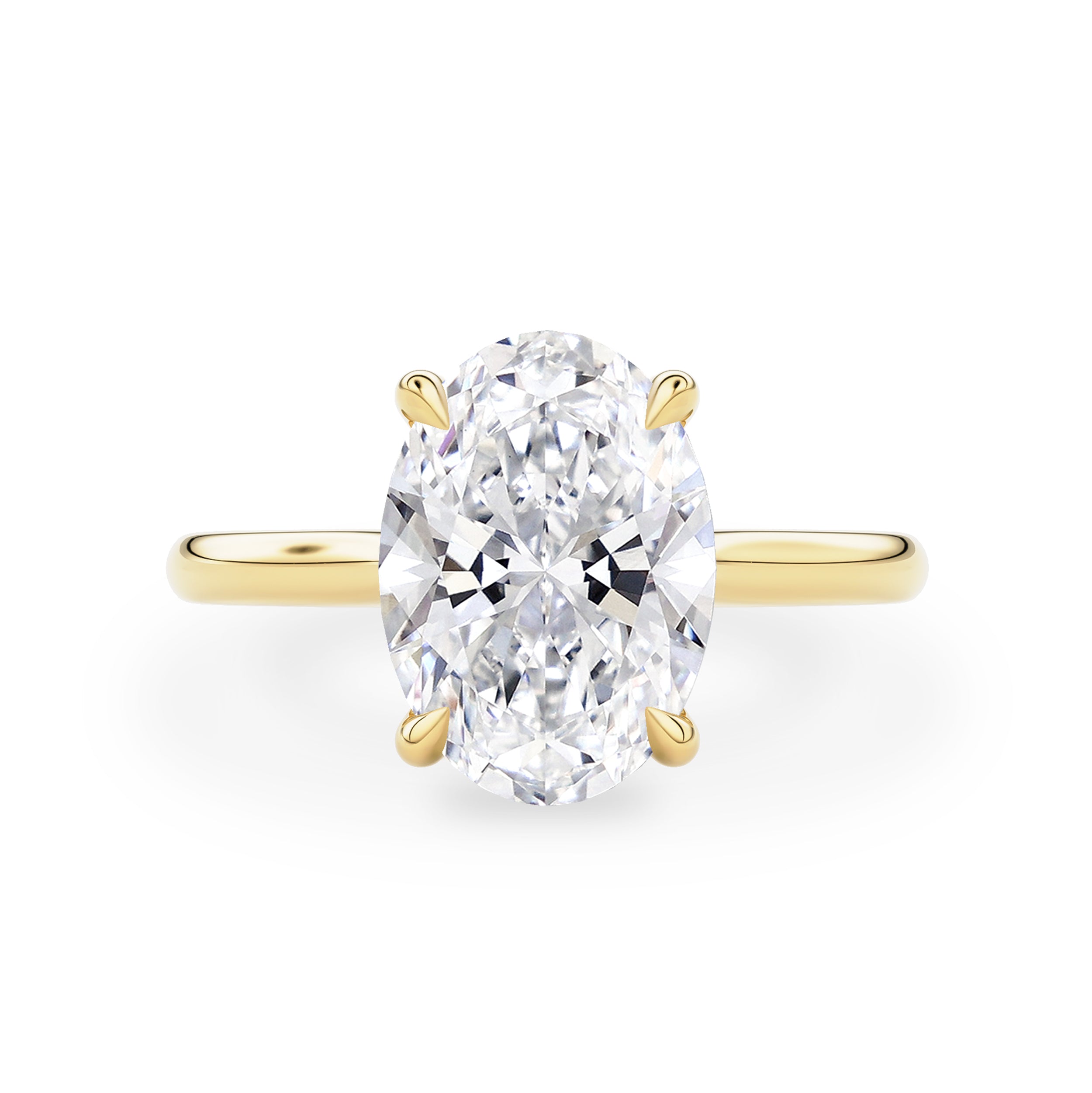 Ava Oval Solitaire Cathedral Engagement Ring, Moissanite/Lab Diamond