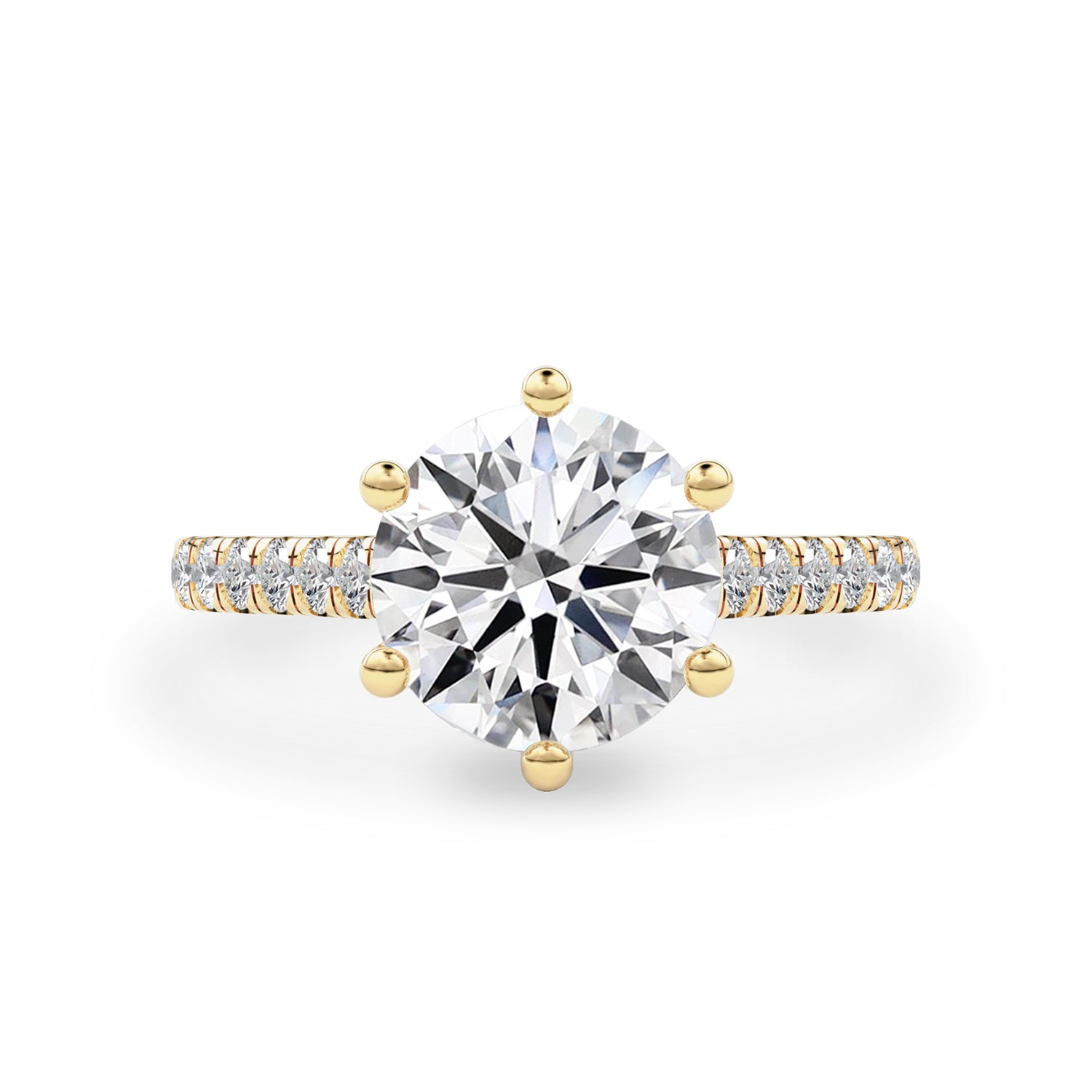 Jasmine 6 Claw Cathedral Round Engagement Ring, Moissanite/Lab Grown Diamond