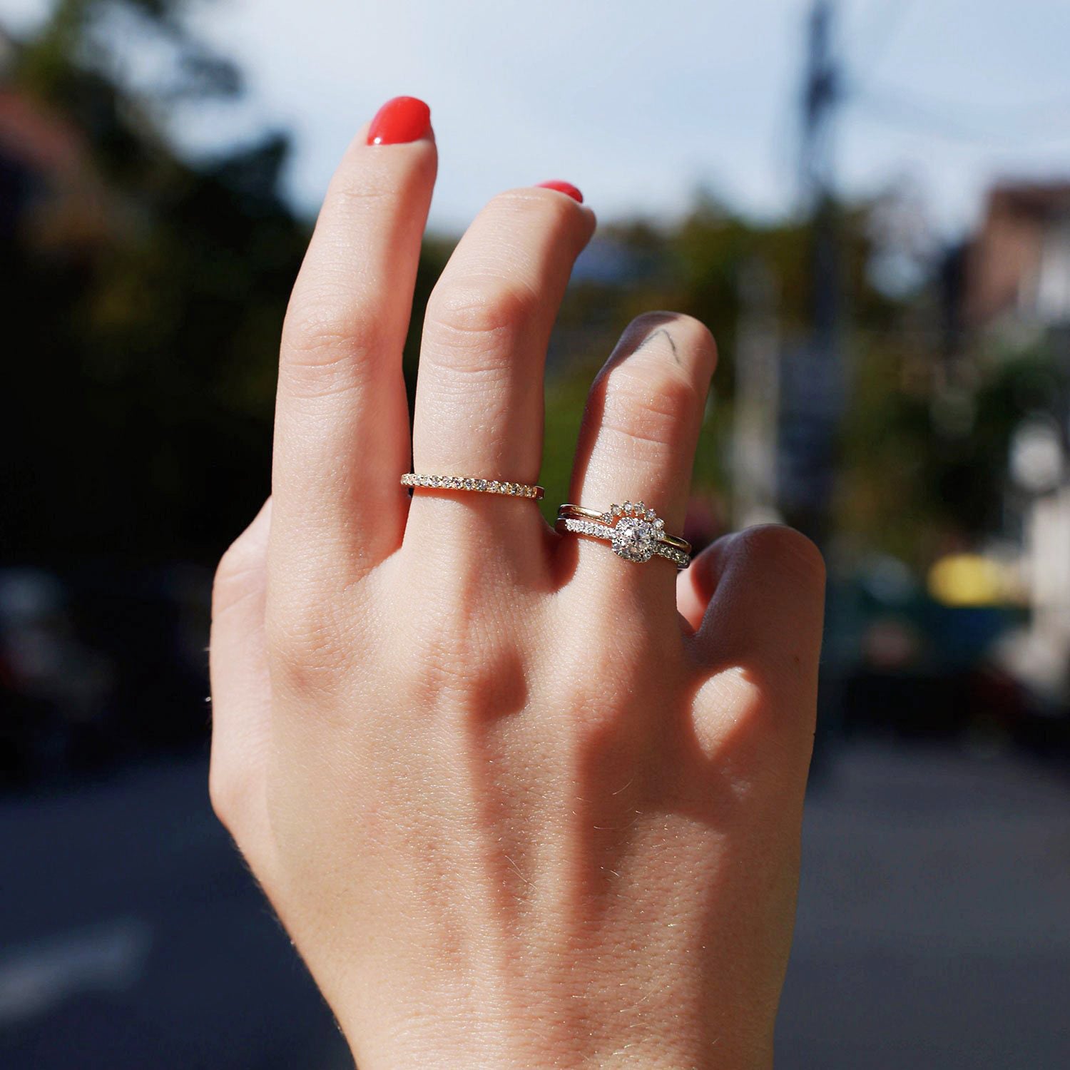 Straight Half Eternity Ring, Pave