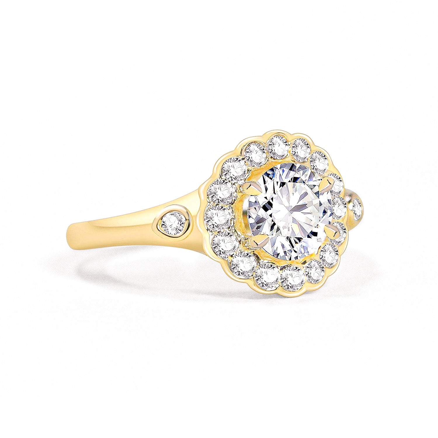 Daisy Engagement Ring, Round Brilliant With Halo