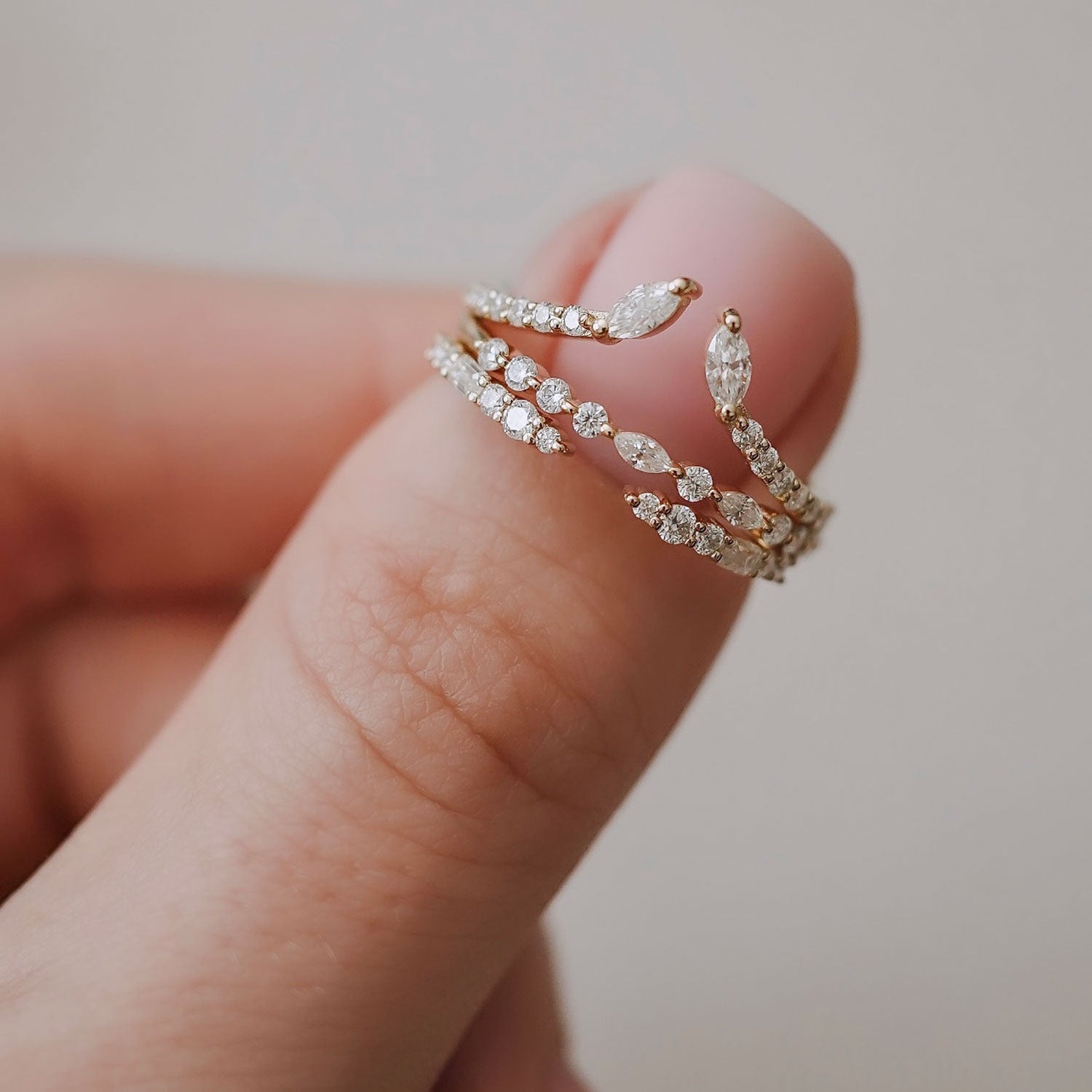 Bellisa Signature Curved Marquise Round Half Eternity Ring