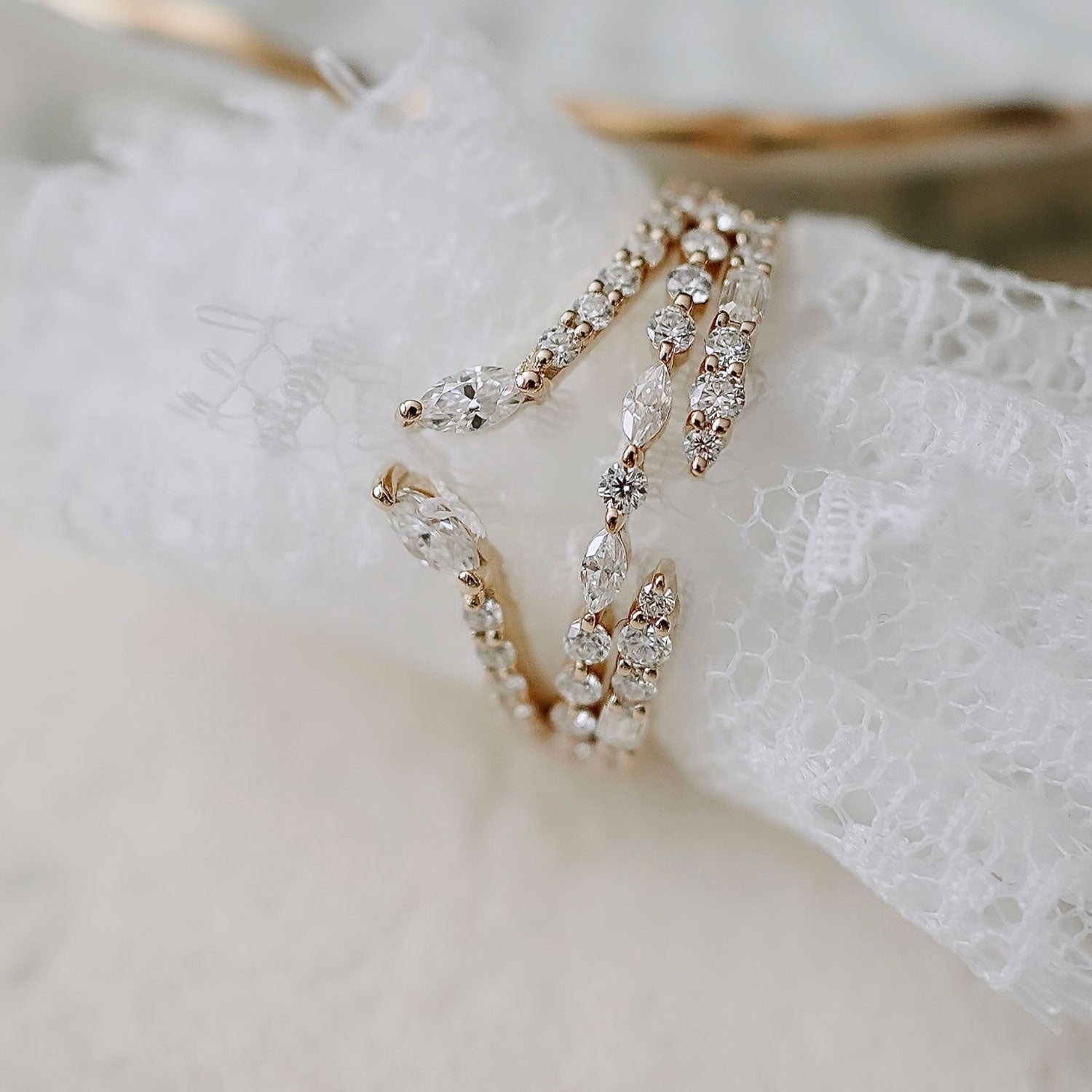 Bellisa Signature Curved Marquise Round Half Eternity Ring