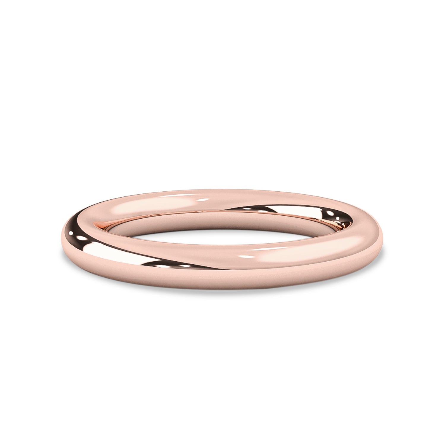 Minimalist Full Round Wedding Band, 14k Solid Gold