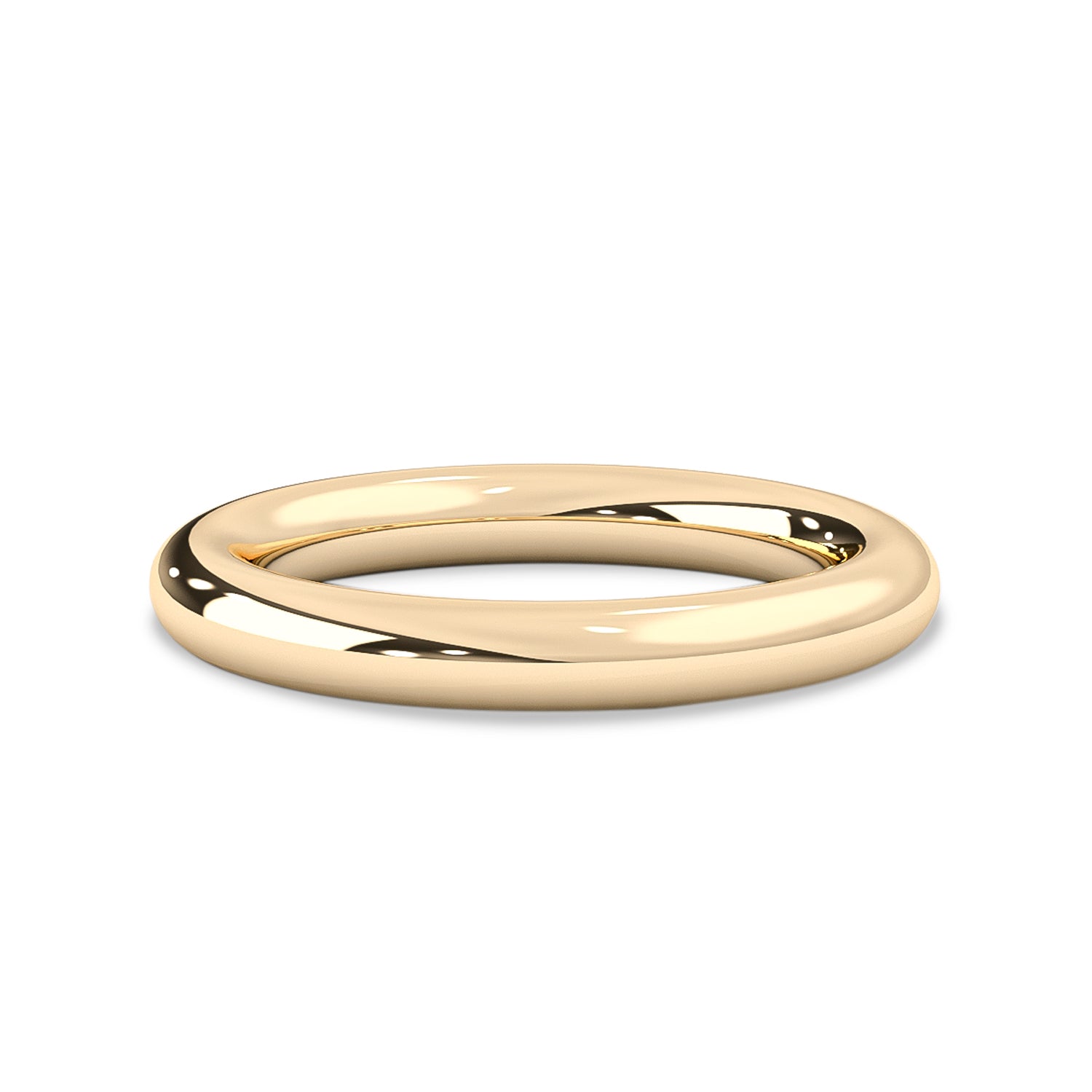 Minimalist Full Round Wedding Band, 14k Solid Gold