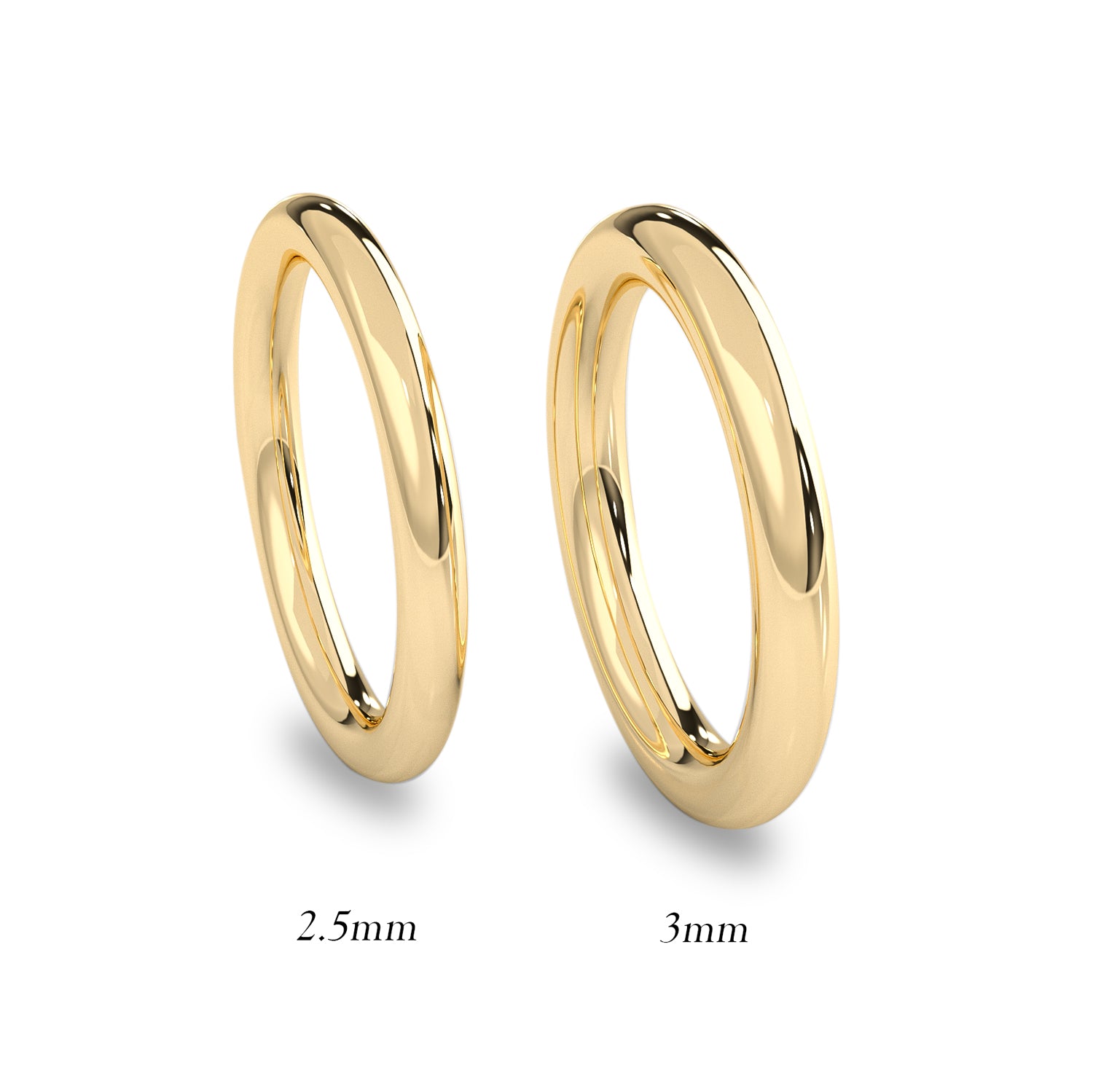 Minimalist Full Round Wedding Band, 14k Solid Gold