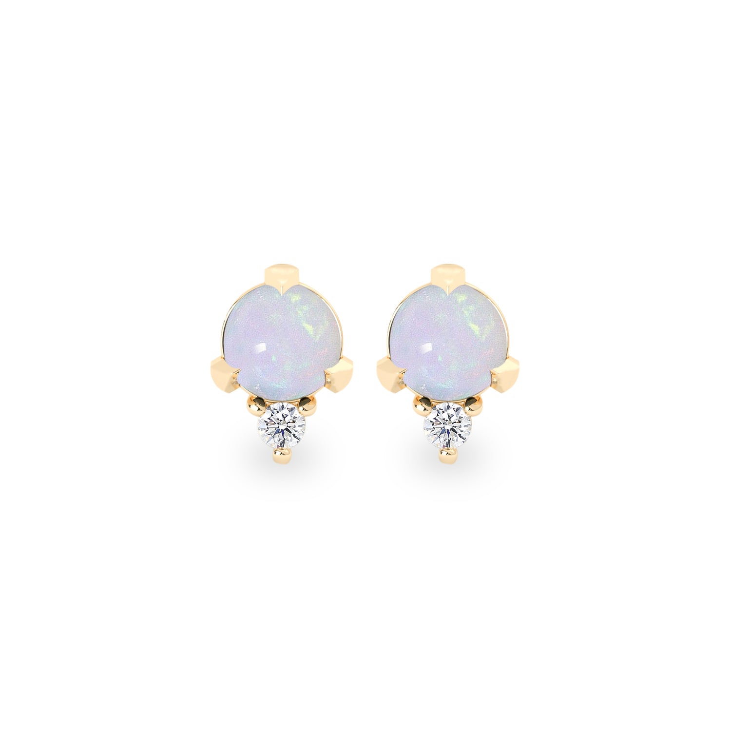 Tiger Claw Opal Diamond Stud Earring