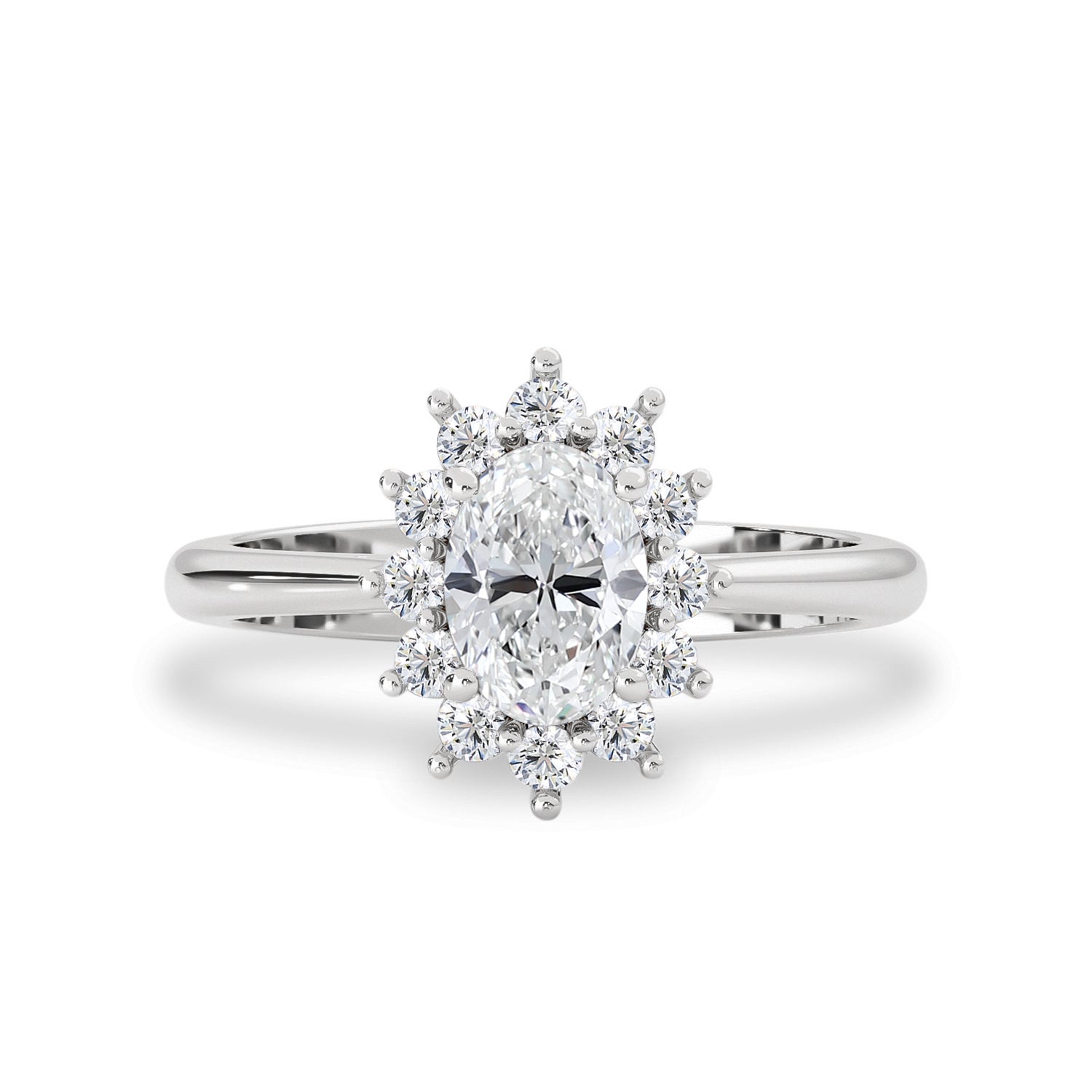 Stunning Belle Halo Engagement Ring, Oval With Halo