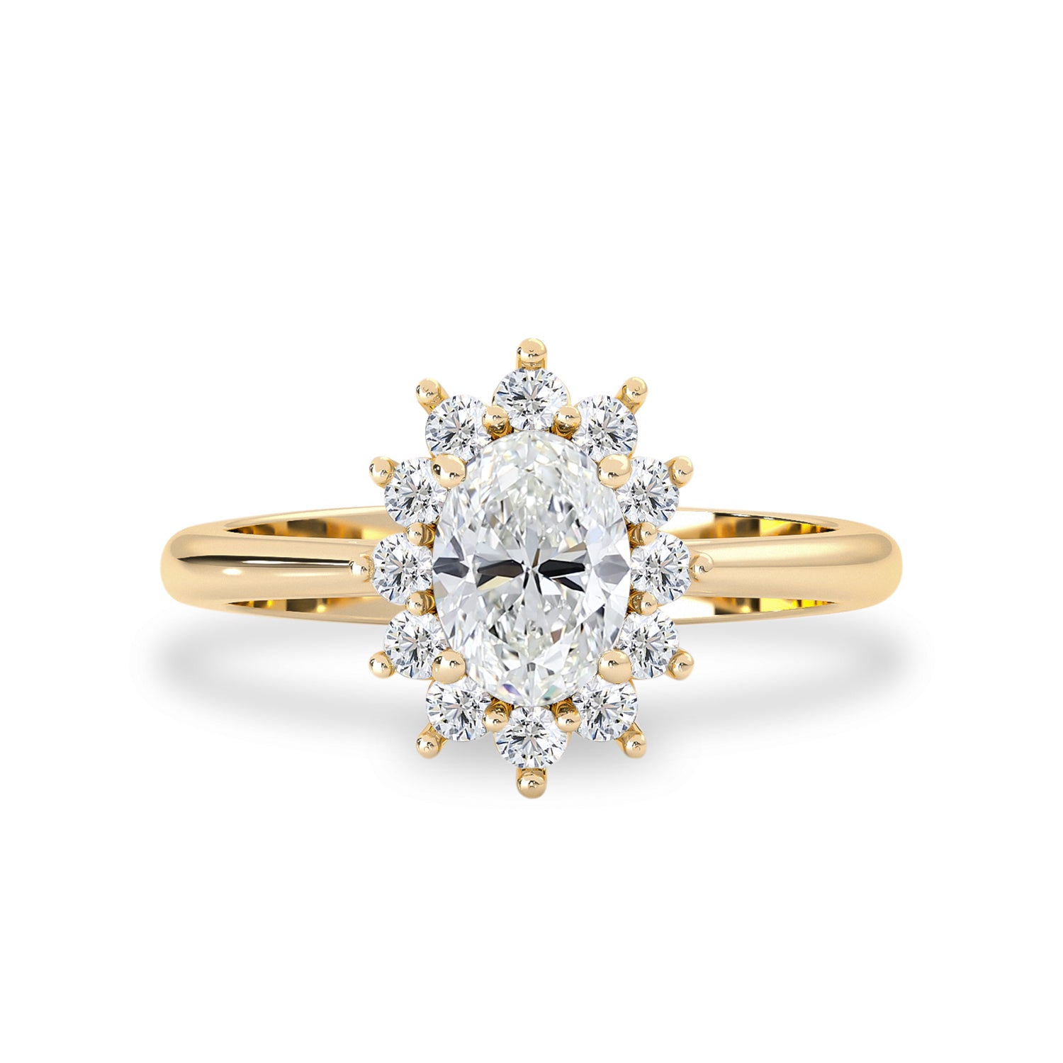Stunning Belle Halo Engagement Ring, Oval With Halo