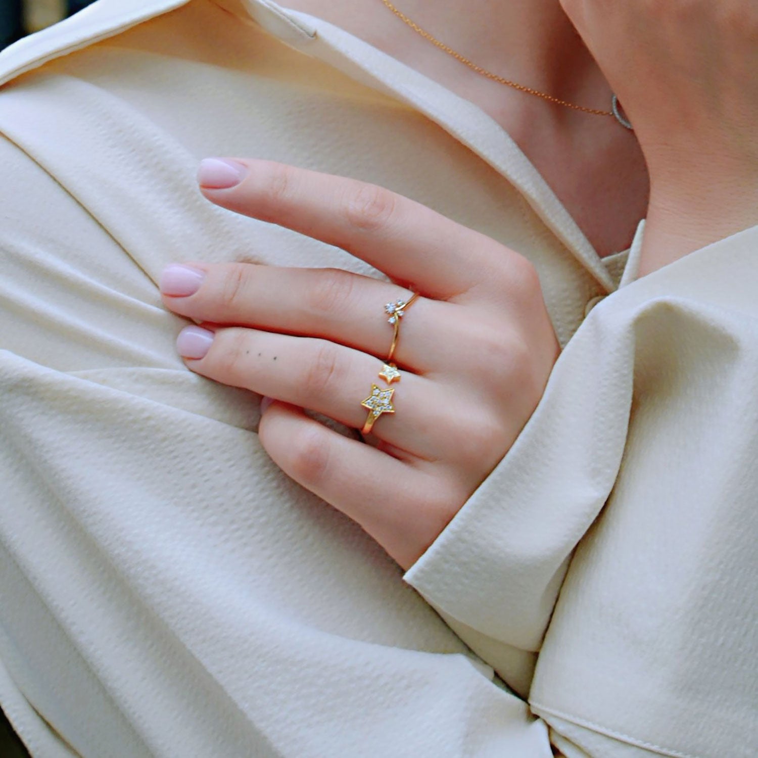 Twinkle Star Open Ring, Natural Diamonds