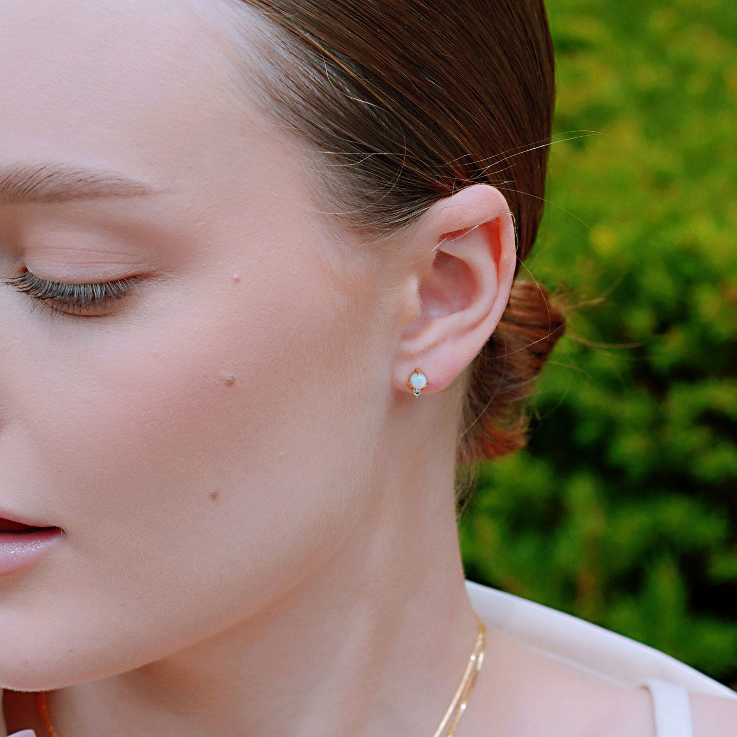 Tiger Claw Opal Diamond Stud Earring