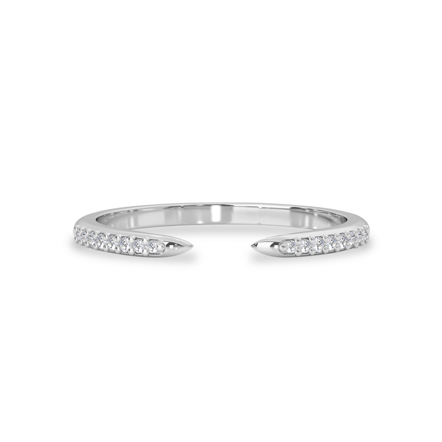 Bellisa Signature Tapered Open Eternity Ring, Round Brilliant With Pave