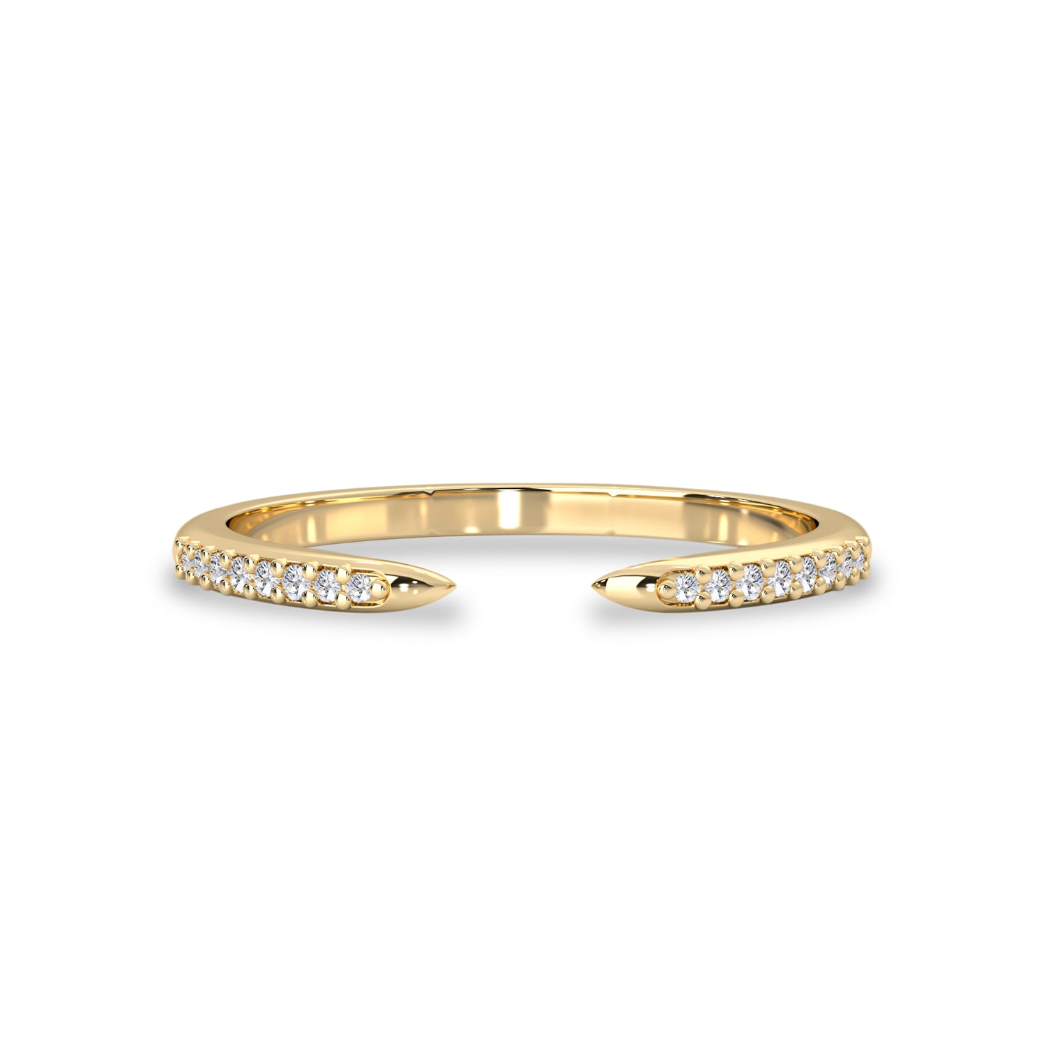 Bellisa Signature Tapered Open Eternity Ring, Round Brilliant With Pave