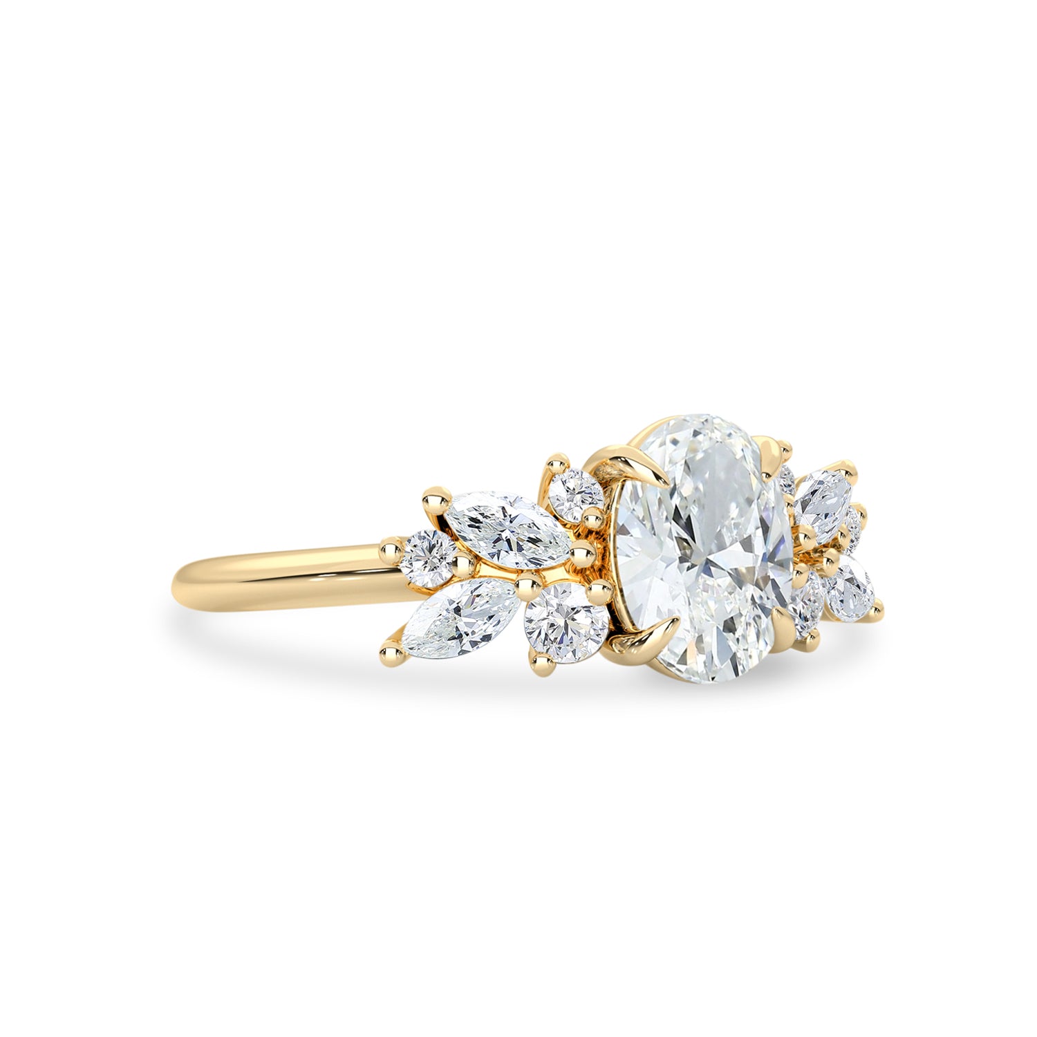 Oval Anna's Dream Engagement Ring, Oval Brilliant With Marquise