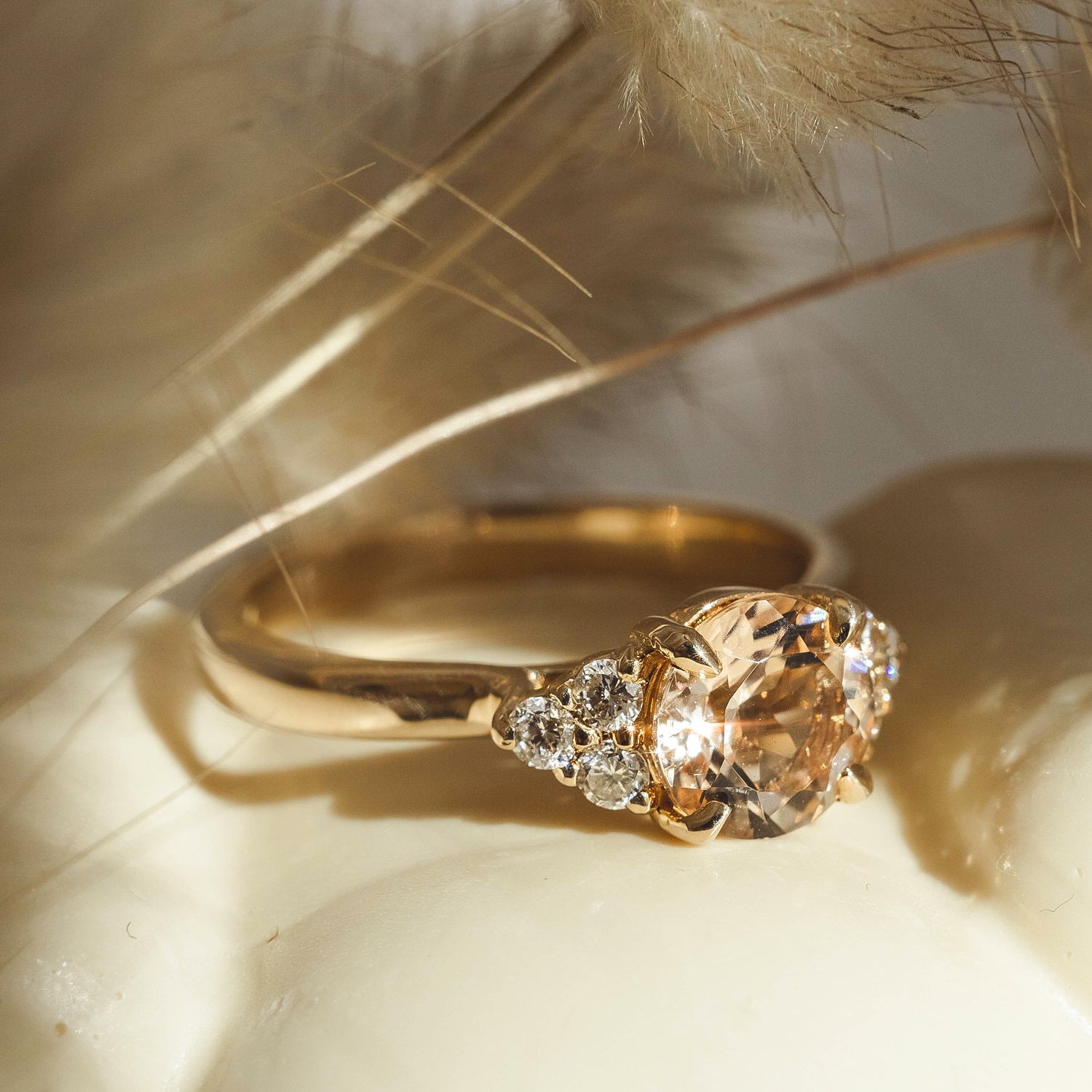 Gracious Dream Round Morganite Engagement Ring