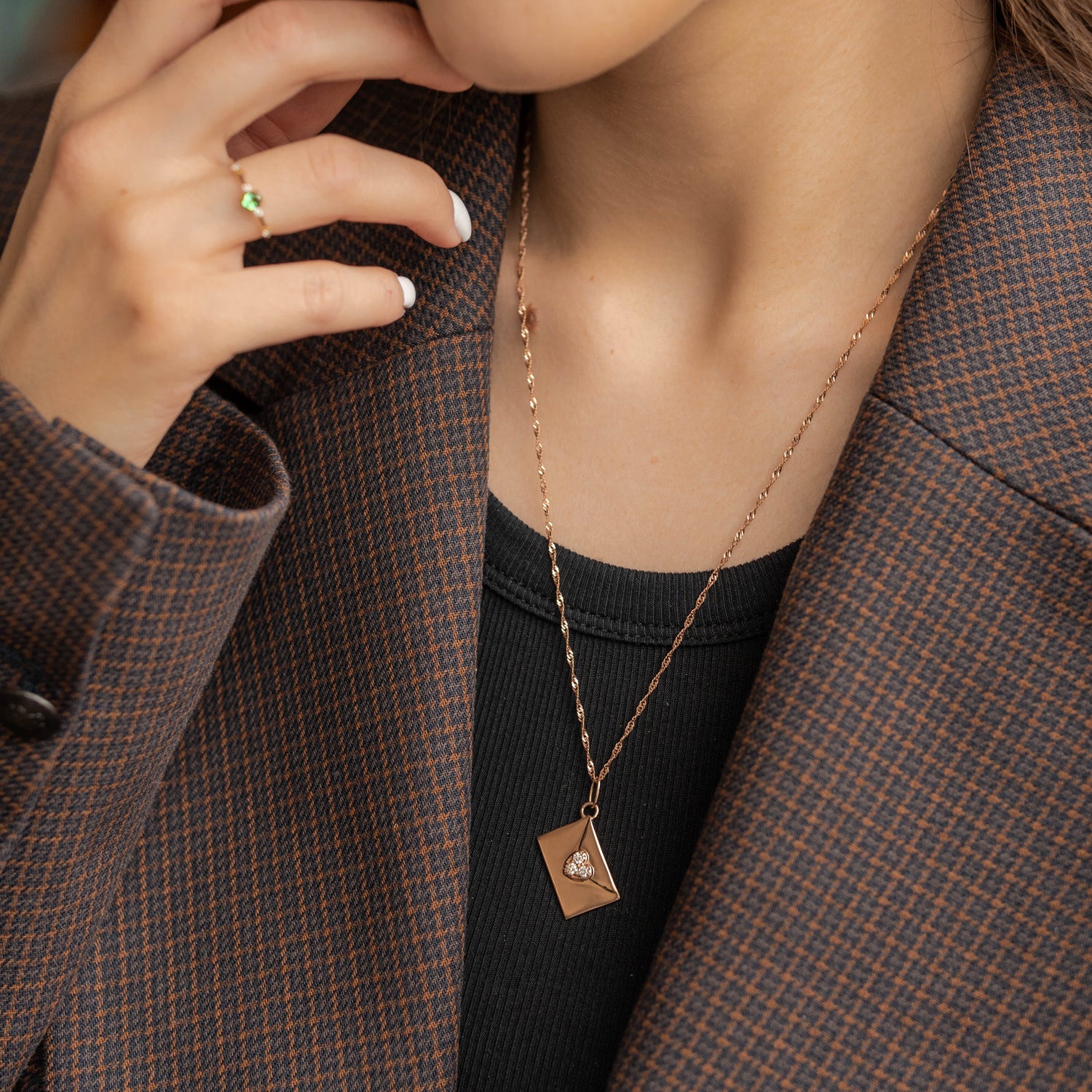 The Love Envelope Charm, Natural Diamonds