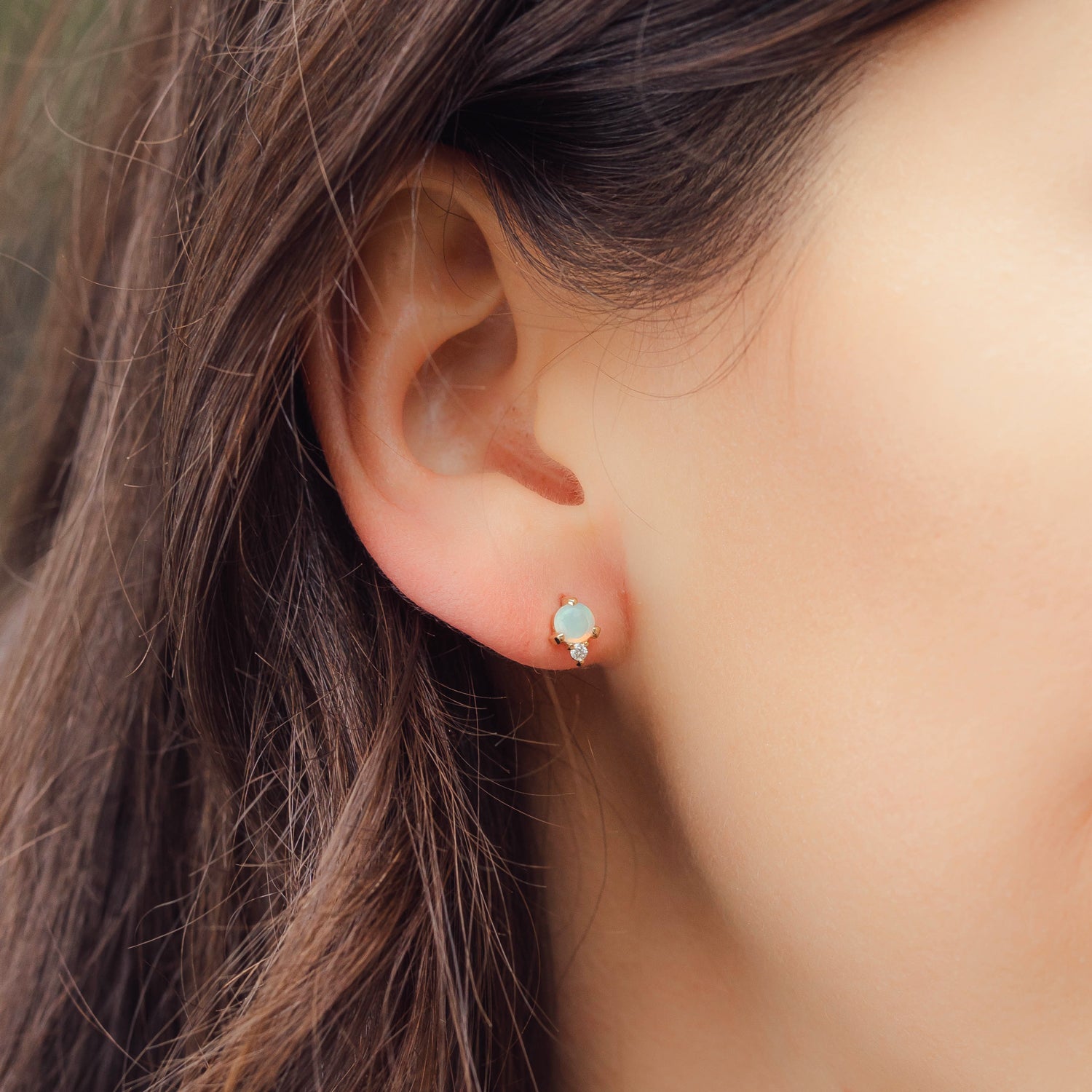 Tiger Claw Opal Diamond Stud Earring